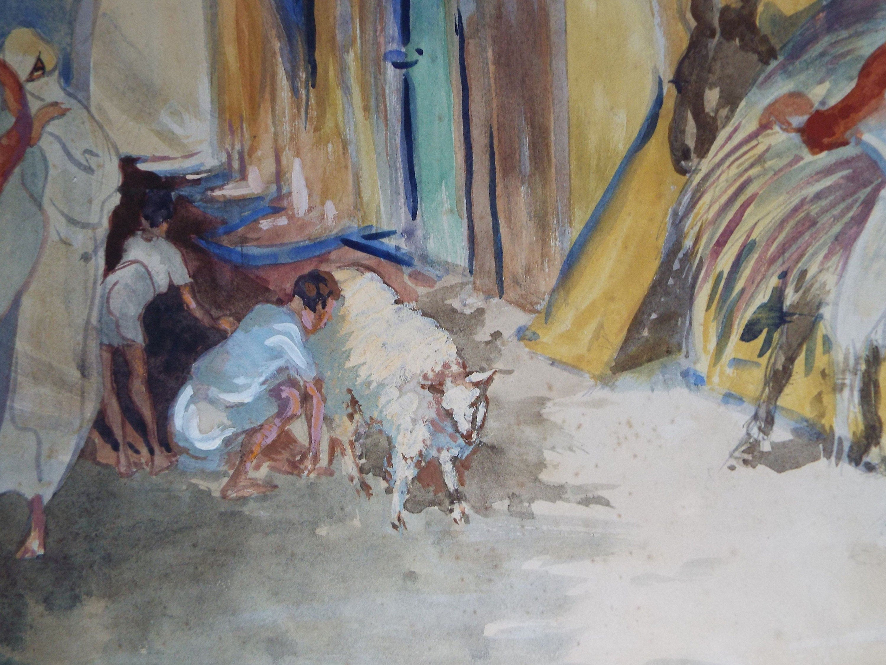 Original Watercolour & Gouache, 'North African Street Scene',c1950's, Ivy T. Attwell (20th Century, British)