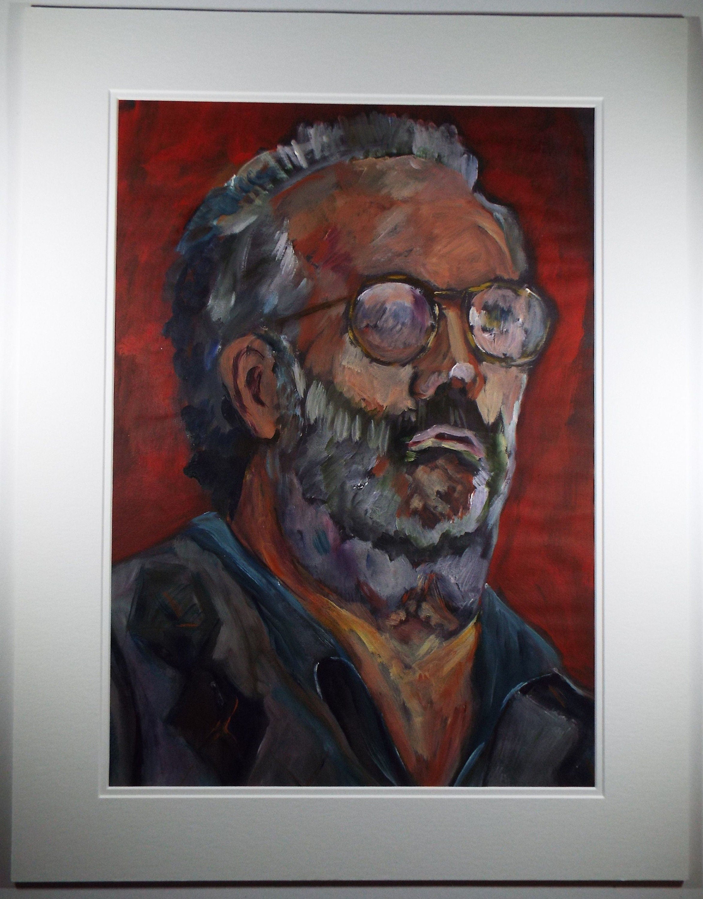 Original Watercolour & Gouache, 'Portrait of Bearded Man',c1990's, Artist Unknown