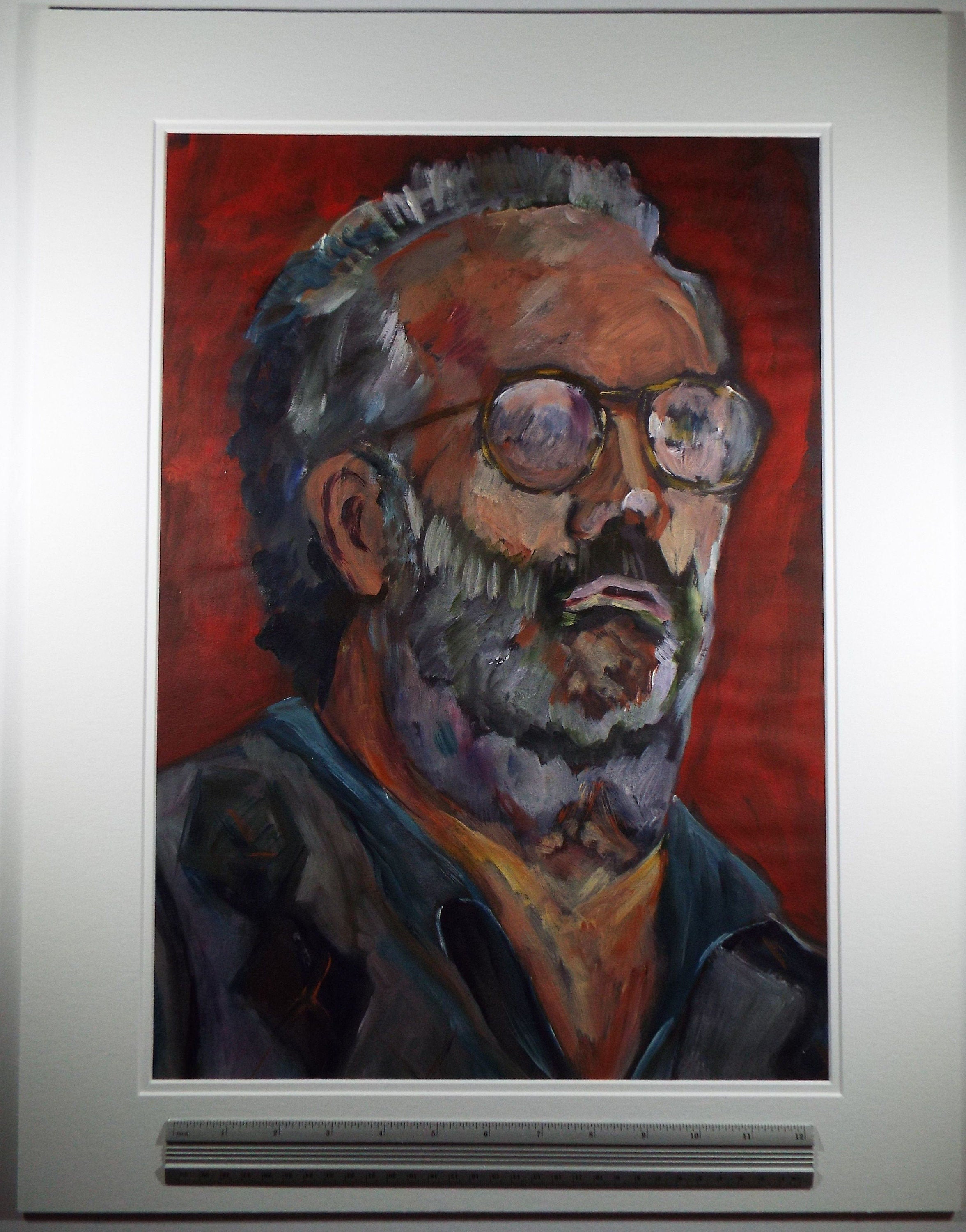 Original Watercolour & Gouache, 'Portrait of Bearded Man',c1990's, Artist Unknown