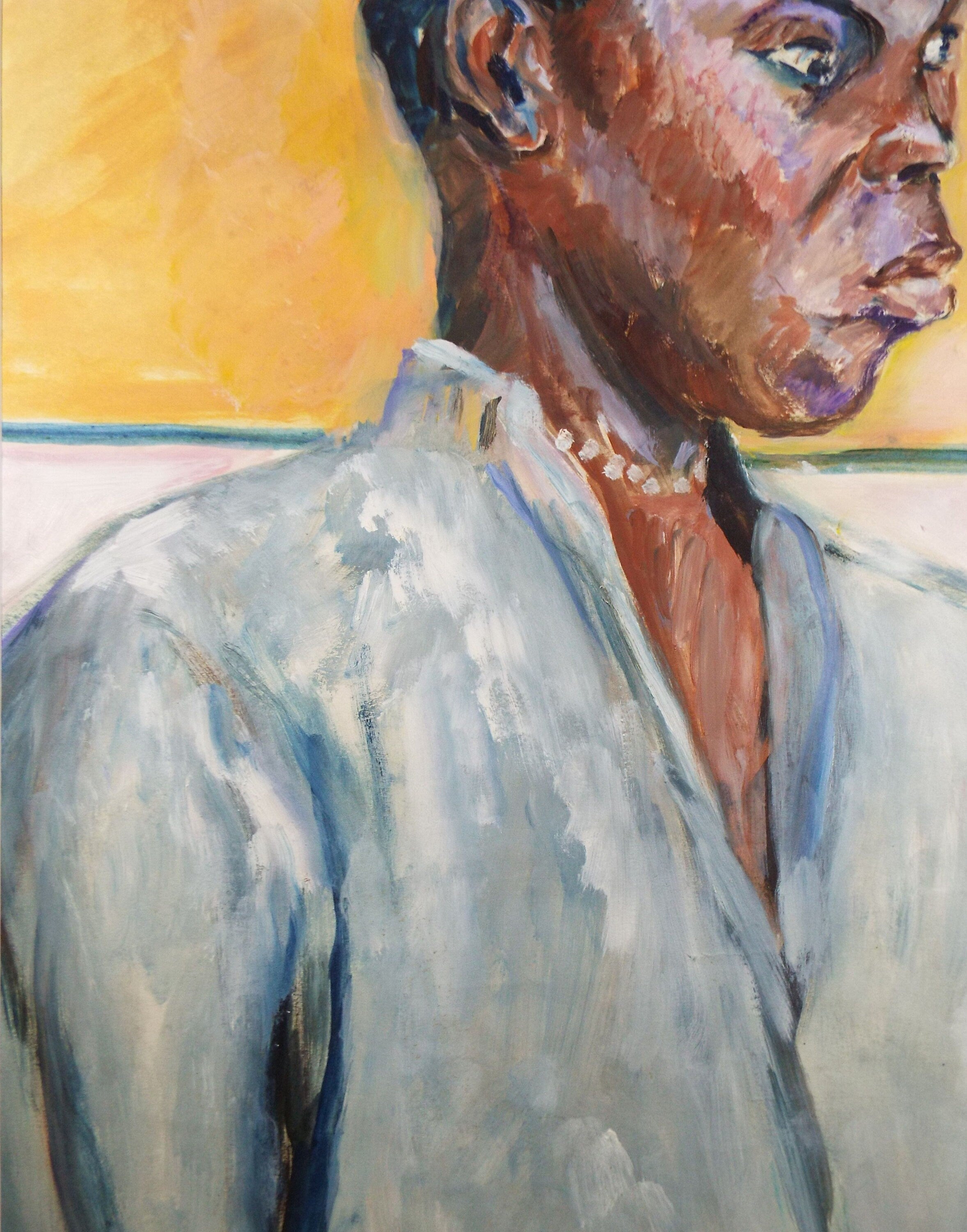 Original Watercolour & Gouache, 'Woman with Pearl Necklace',c1990's, Artist Unknown