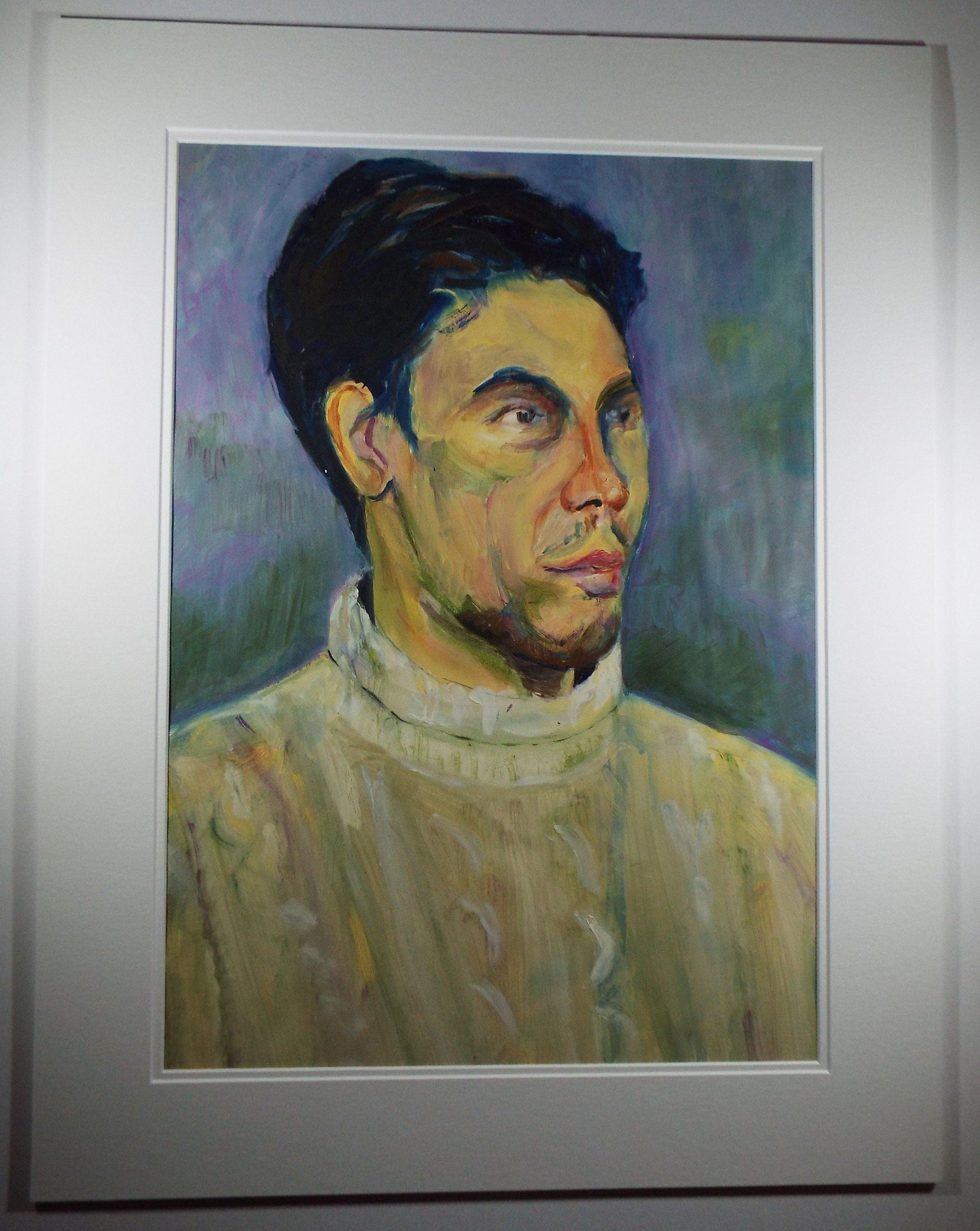 Original Watercolour & Gouache, 'Male Figure in a Sweater',c1990's, Artist Unknown