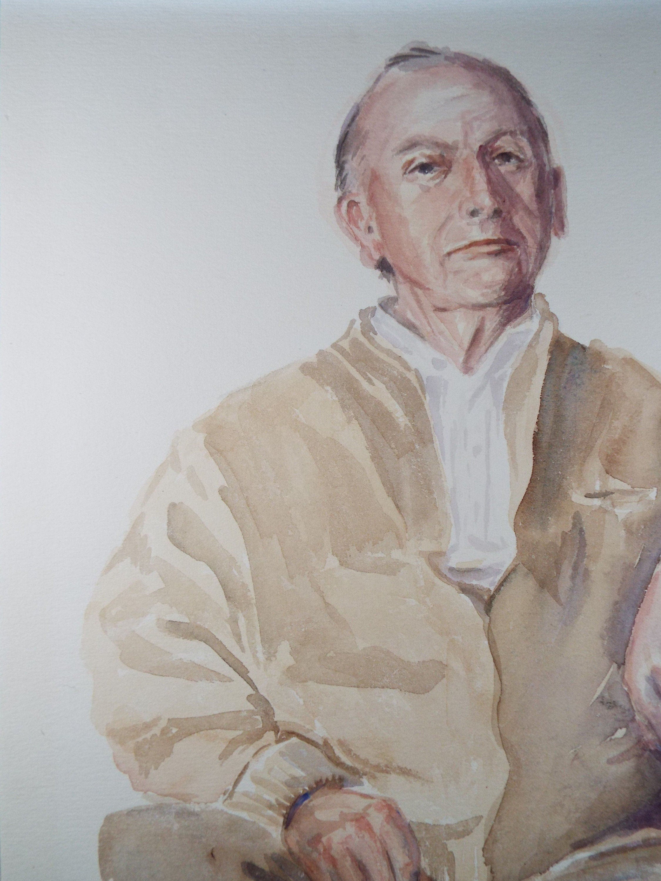 Original Watercolour & Gouache, 'Seated Male Figure',c1990's, Artist Unknown