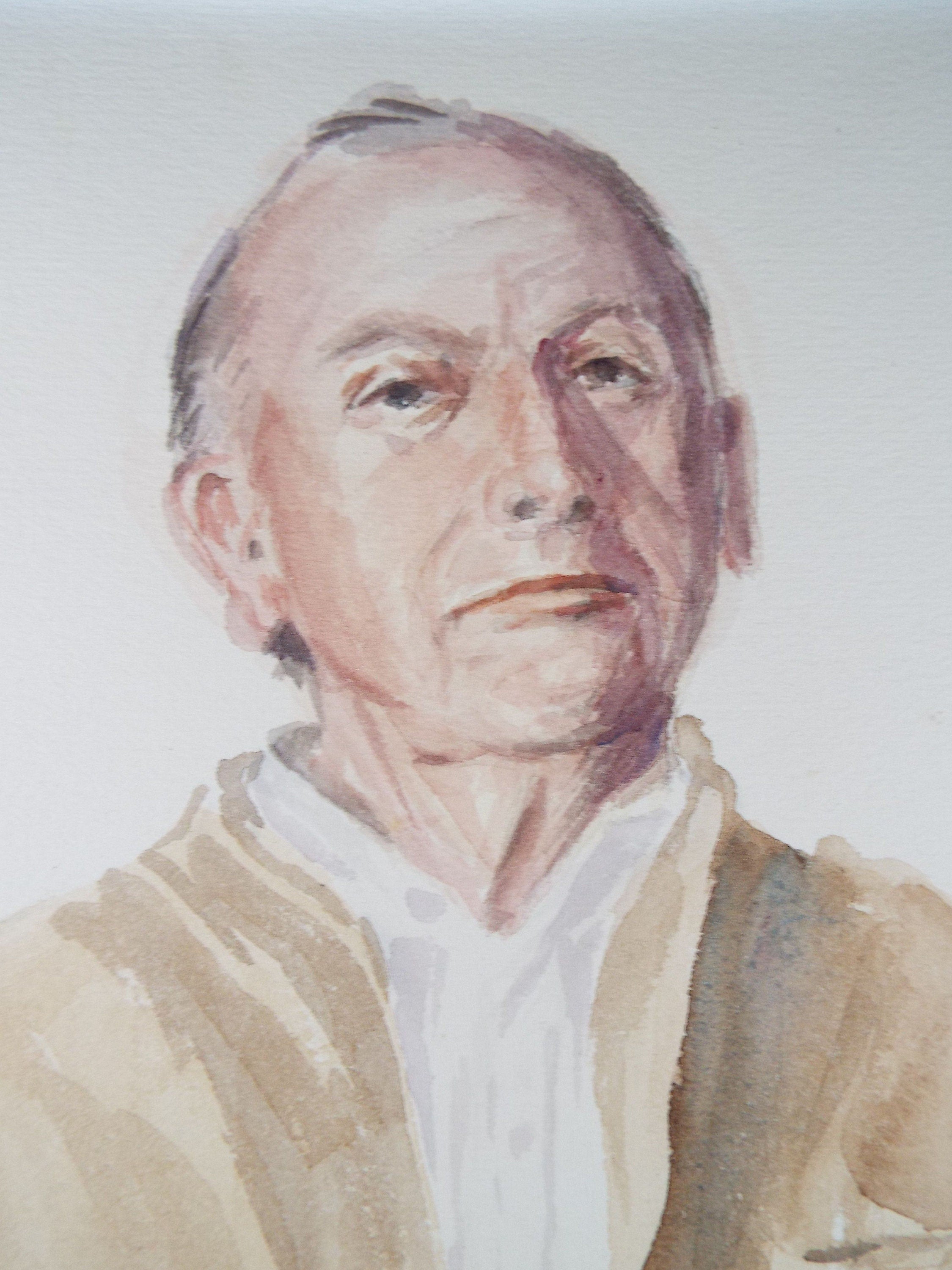 Original Watercolour & Gouache, 'Seated Male Figure',c1990's, Artist Unknown