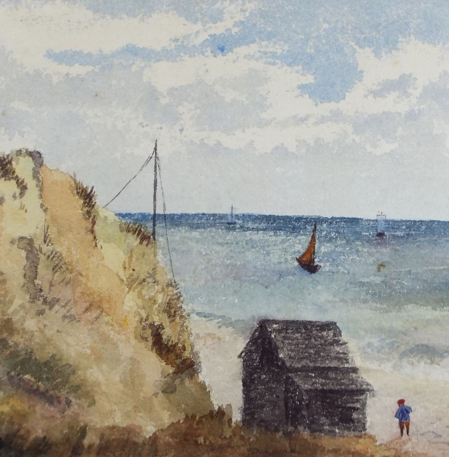 Original Watercolour, 'Coast with Sand Dunes', c1920, Unknown Artist