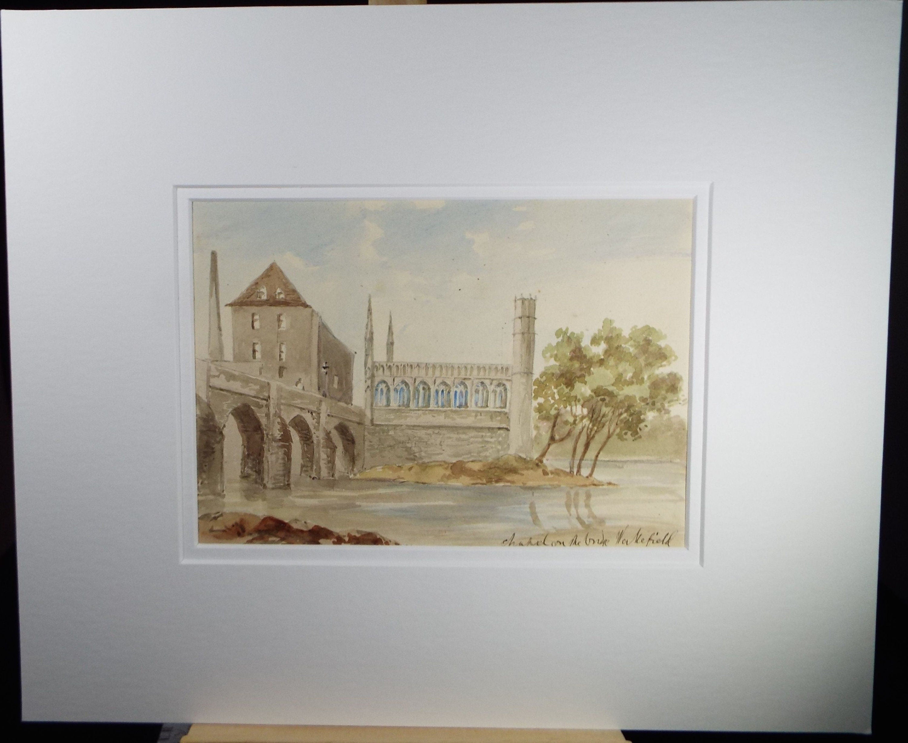 Original Watercolour, 'Chapel on the Bridge, Wakefield,' Late 19th Century