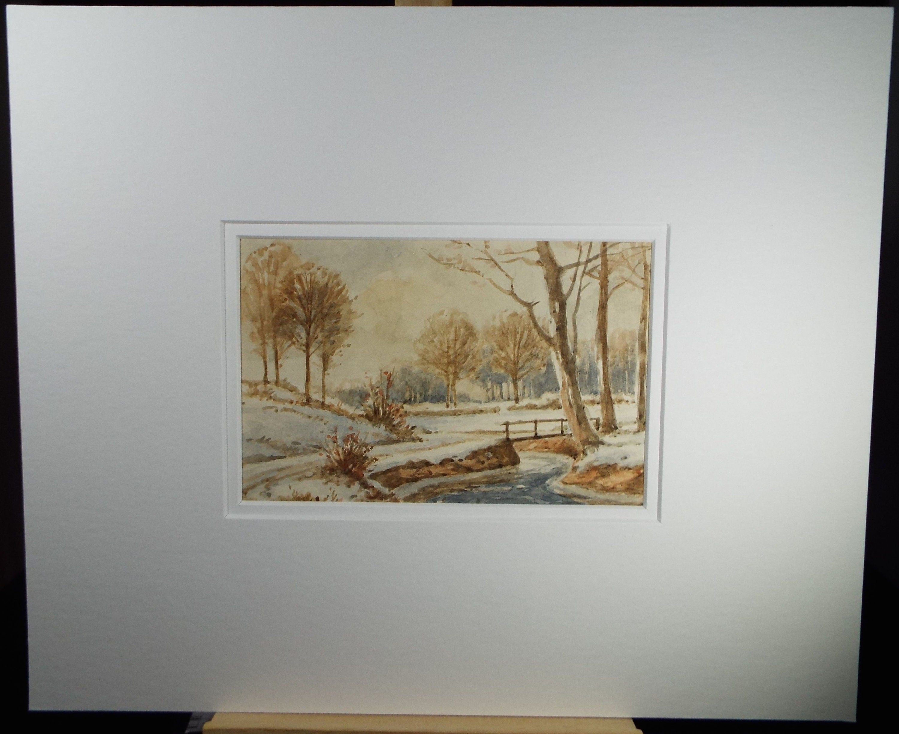 Original Watercolour, 'A Winter Landscape' Mid 20th Century, T.R. Ellingham