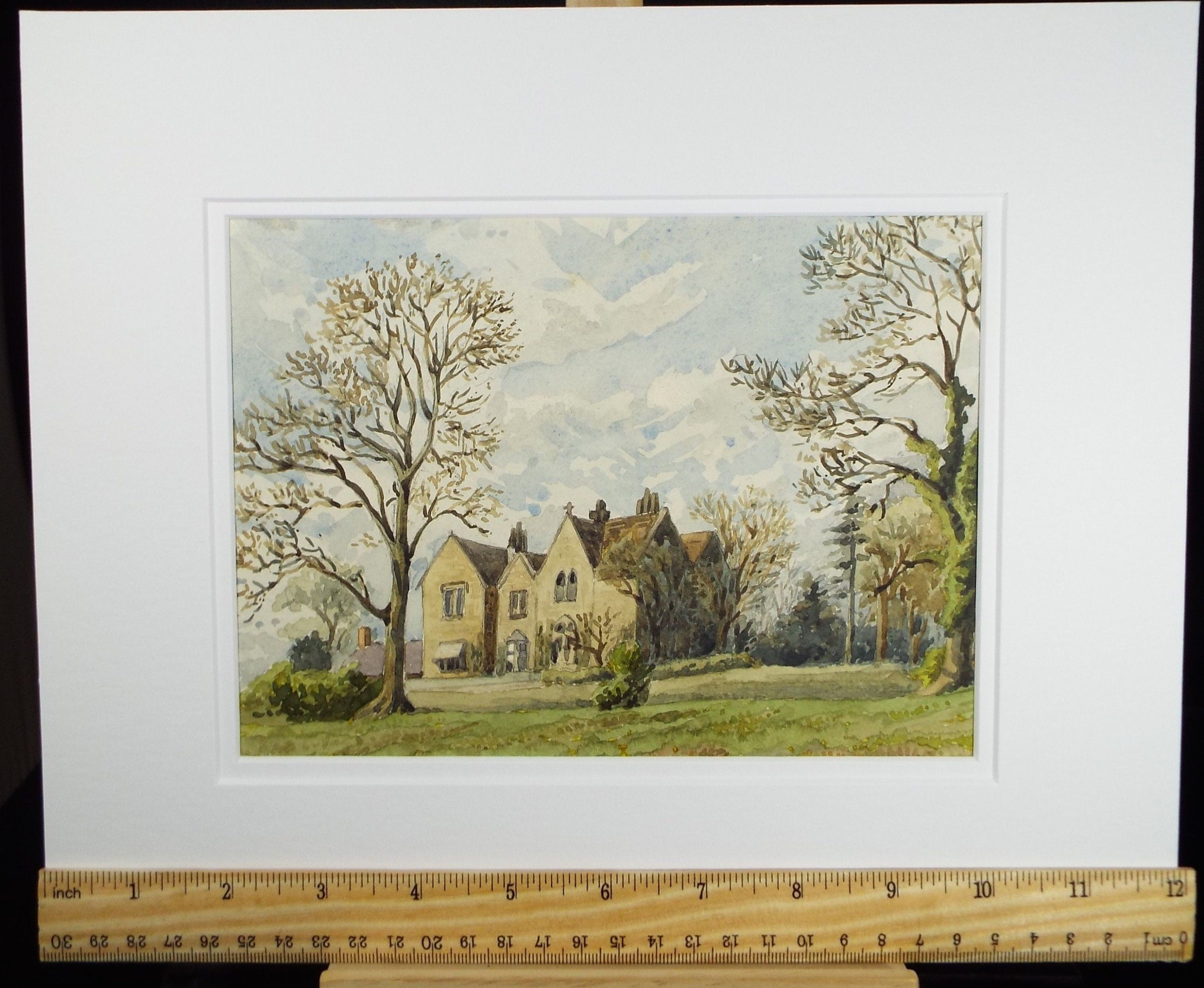 Original Watercolour, 'Bothamstall Vicarage', Late 19th Century, Artist Unknown