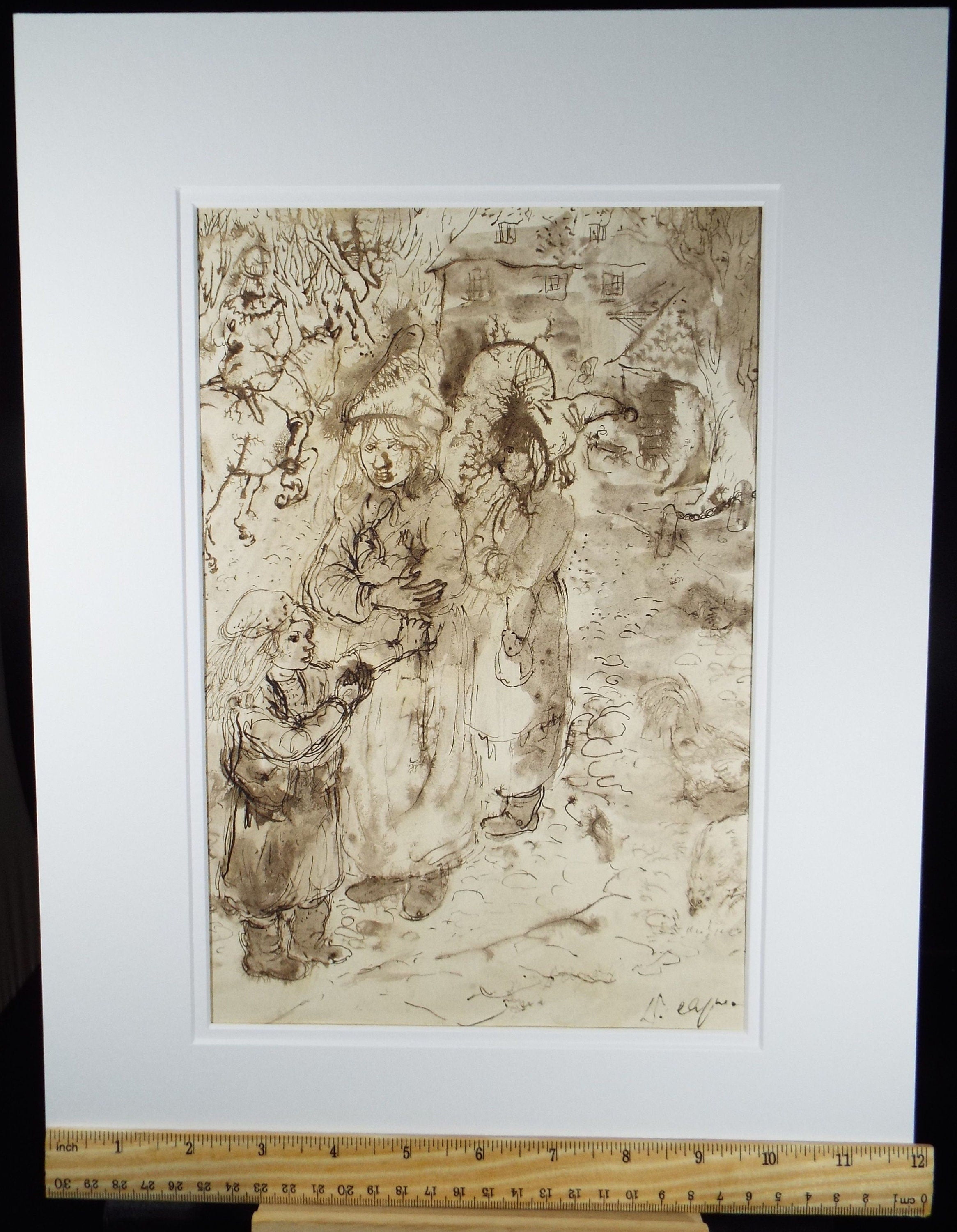 Original ink & Wash, 'Figure Studies' c1950's - William D Clyne (1922-1981)