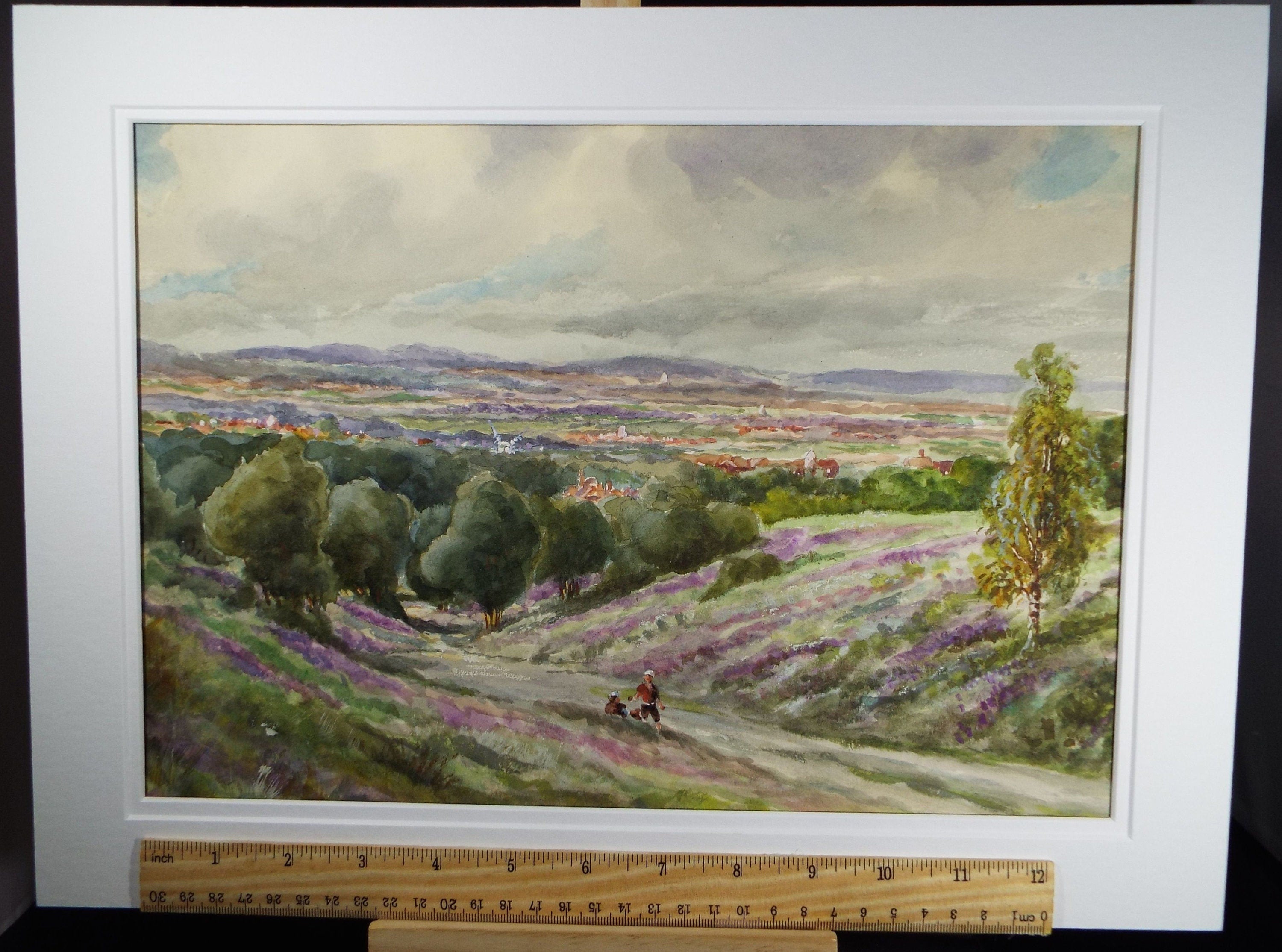 Original Watercolour & Gouache, 'Panorama with Figures', Circa 1930's, Charles Browne Core (1860-1947)