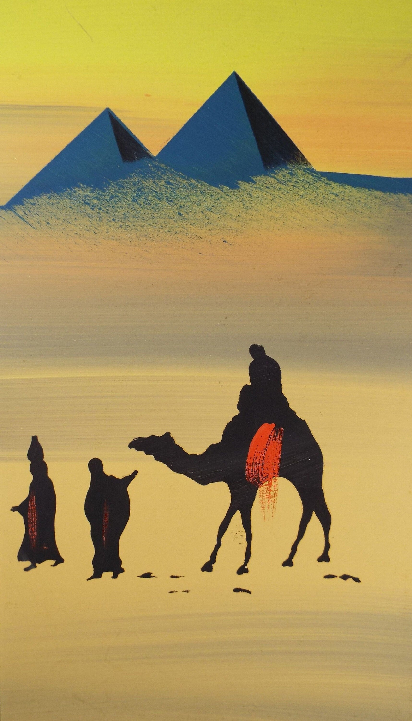 Original Gouache, 'Egyptian Desert Scene in Yellow', Circa 1920's, Artist Unknown