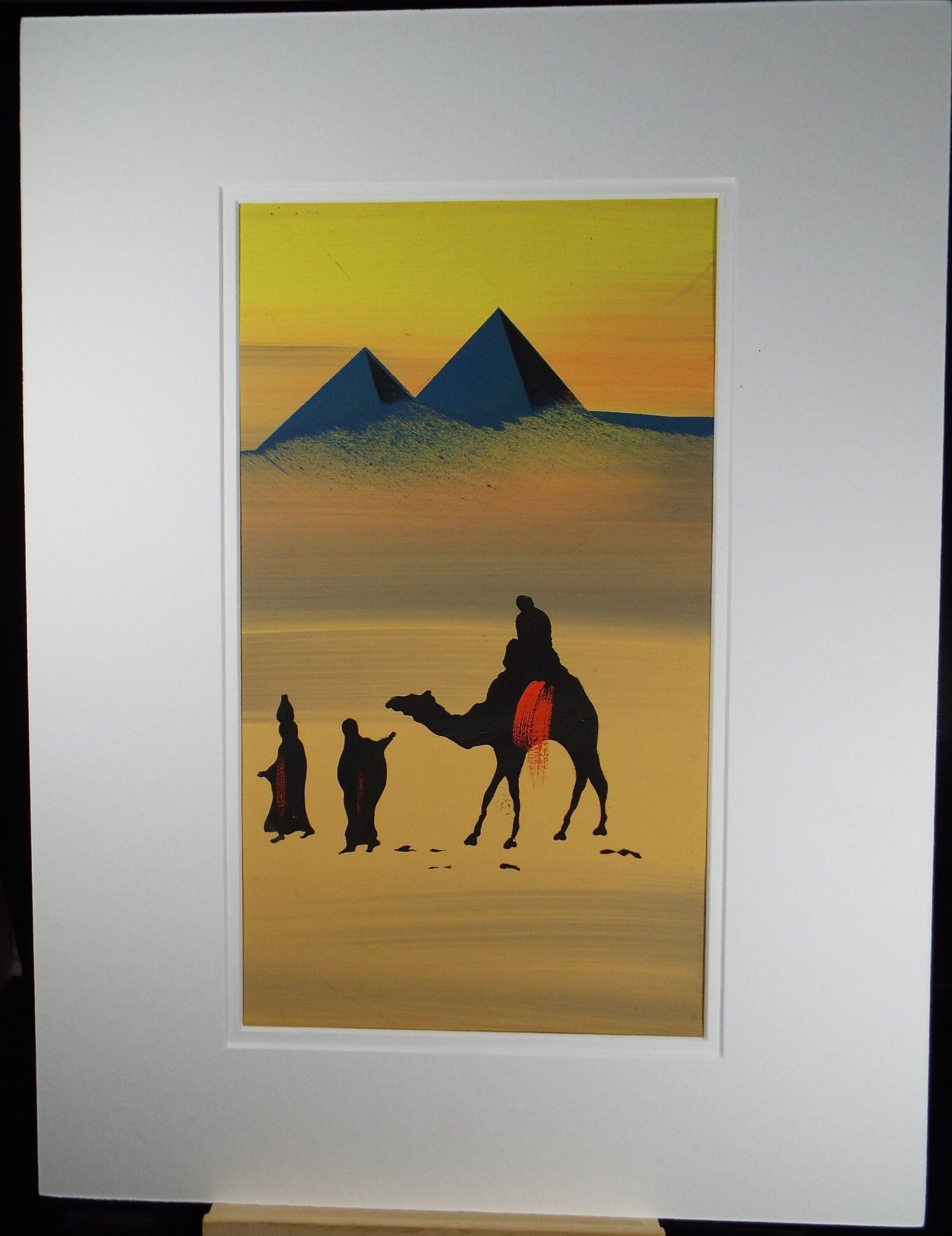 Original Gouache, 'Egyptian Desert Scene in Yellow', Circa 1920's, Artist Unknown