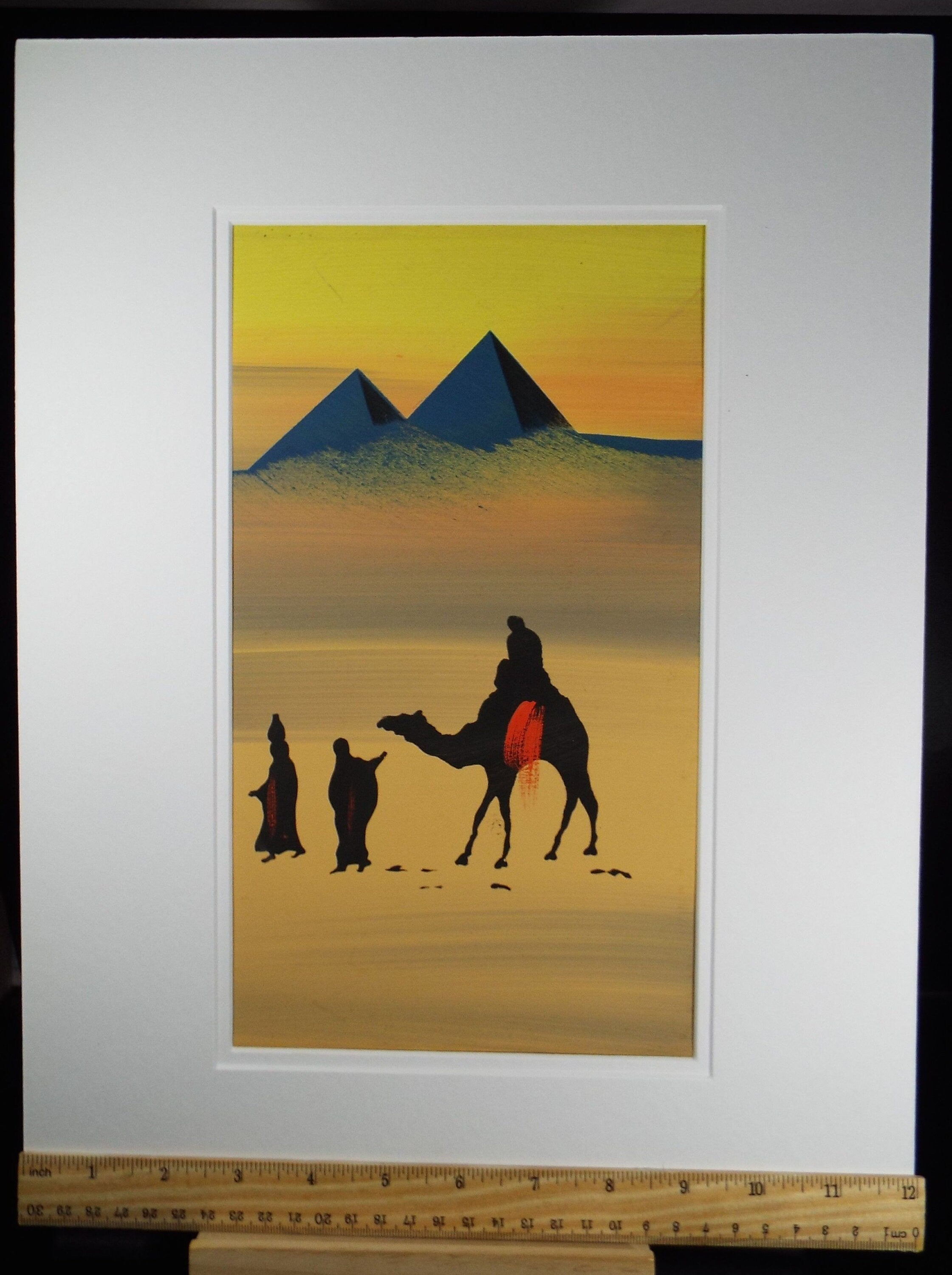 Original Gouache, 'Egyptian Desert Scene in Yellow', Circa 1920's, Artist Unknown