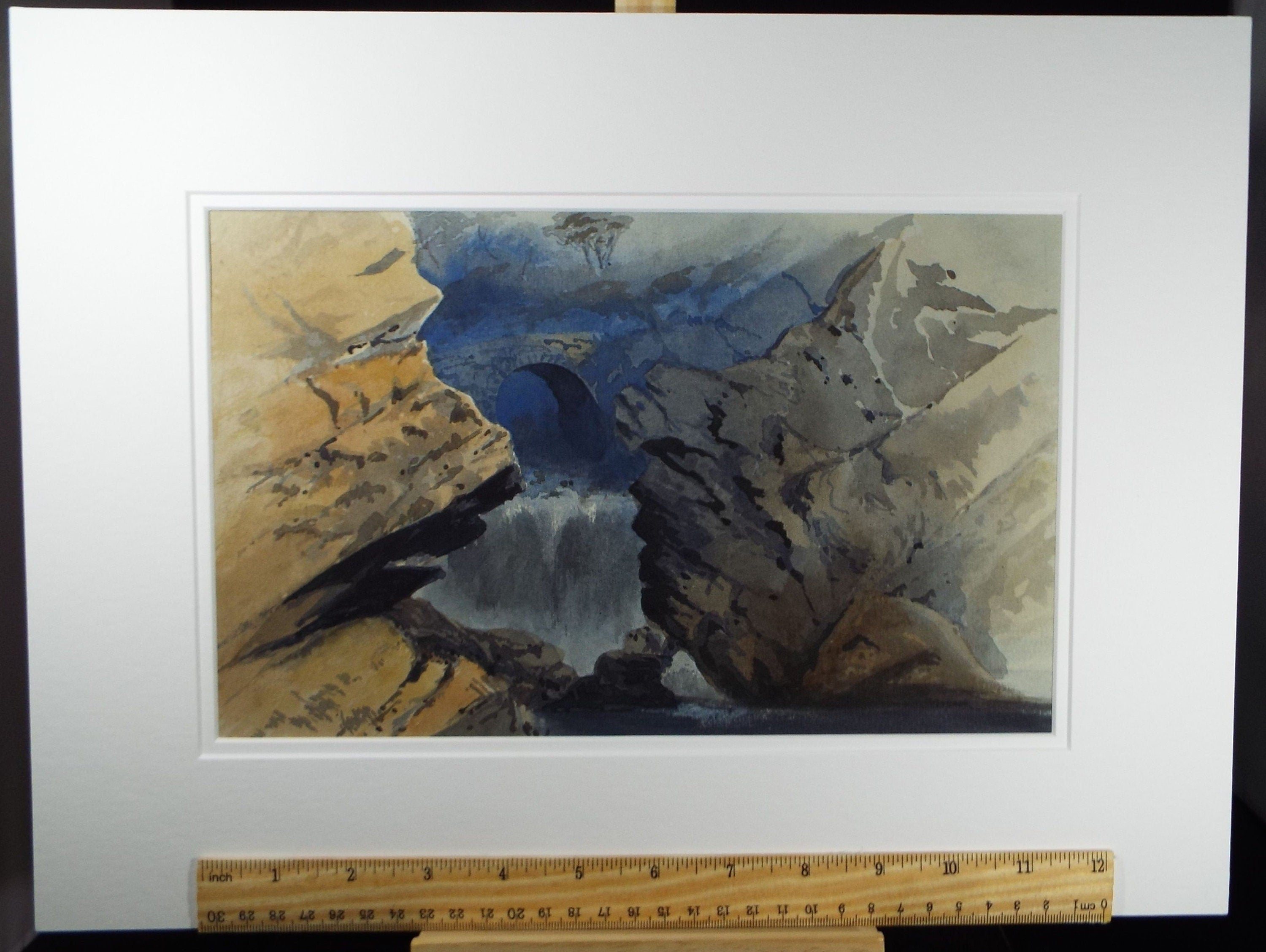 Original Watercolour, 'Cascade amongst the rocks' Late 19th Century, Artist Unknown