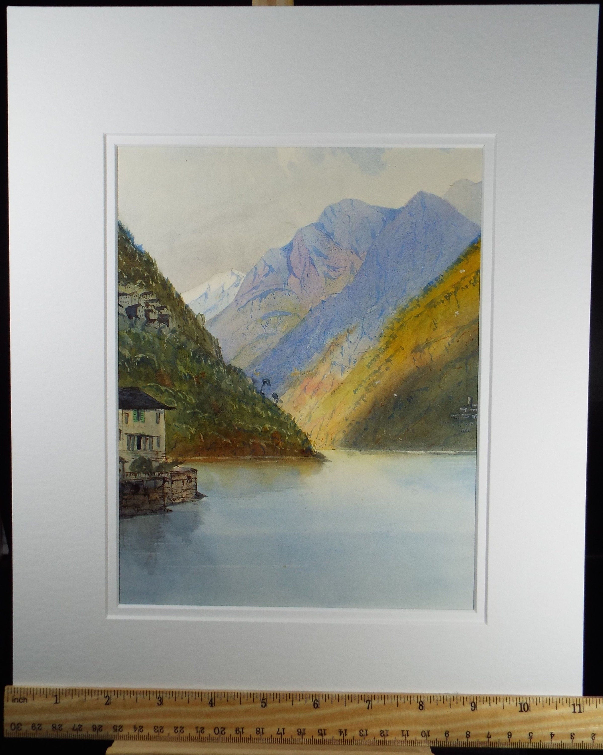 Original Watercolour, late 19th Century,'De Maria - On the Lake , Artist Unknown