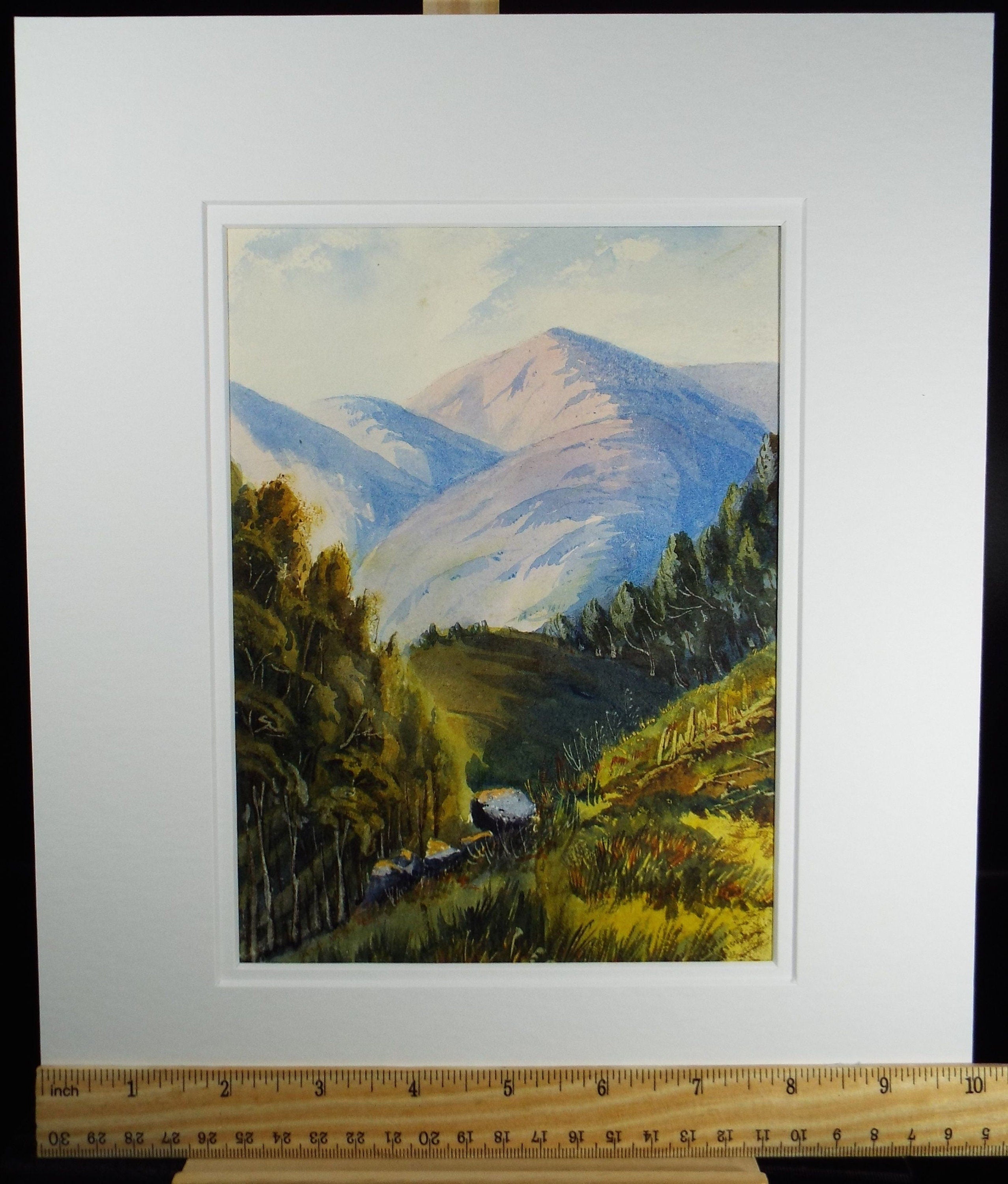 Original Watercolour, 'Hills behind Bellevue', Late 19th Century, Artist Unknown