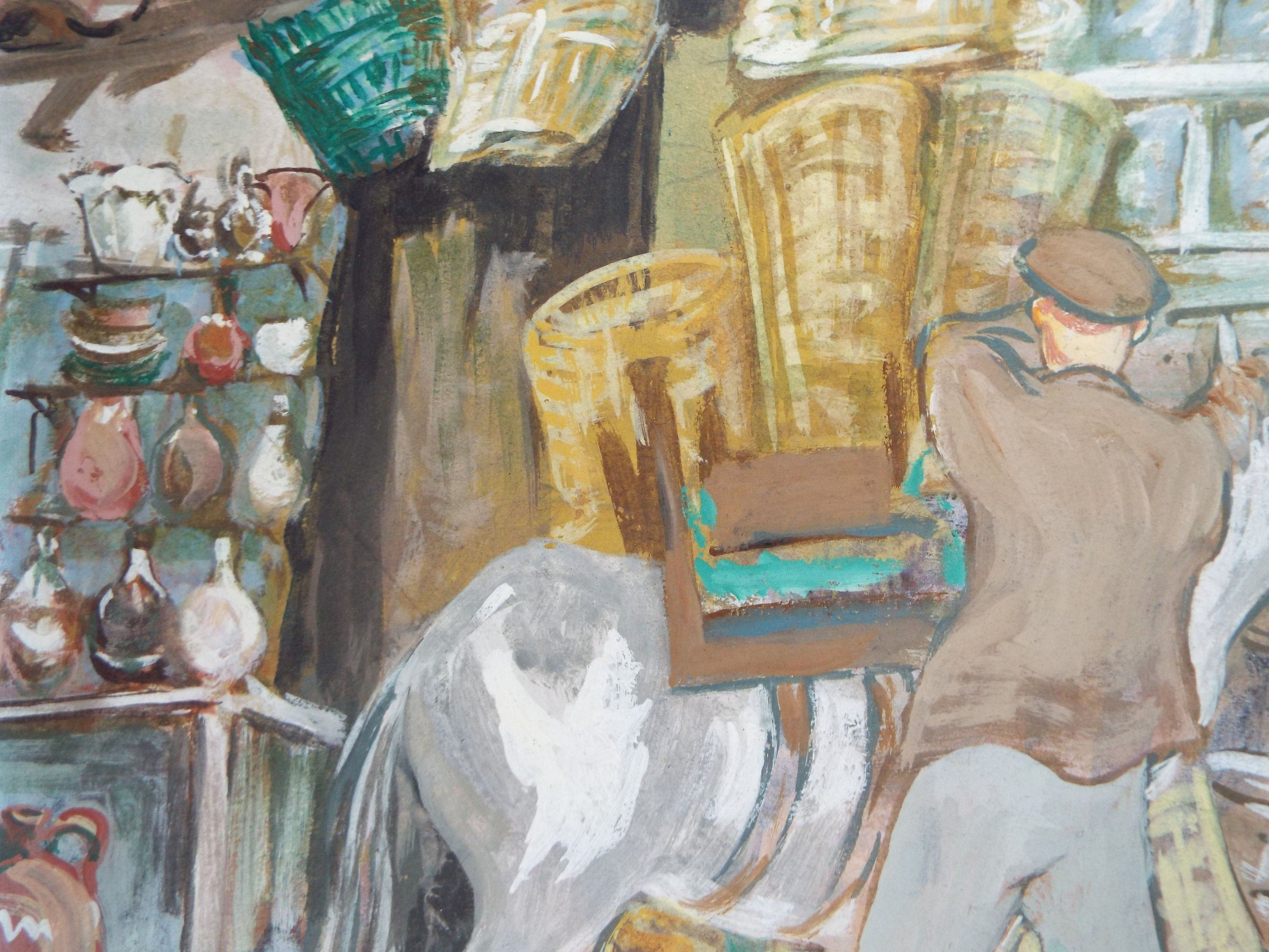 Original Watercolour & Gouache, 'The Pot Seller',c1950's, Ivy T. Attwell (20th Century, British)