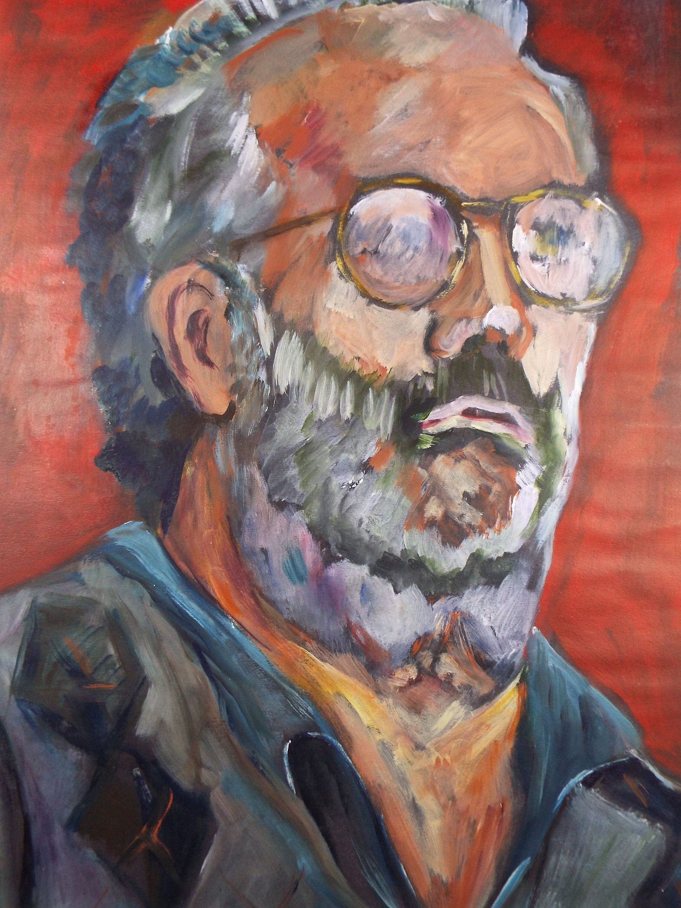 Original Watercolour & Gouache, 'Portrait of Bearded Man',c1990's, Artist Unknown