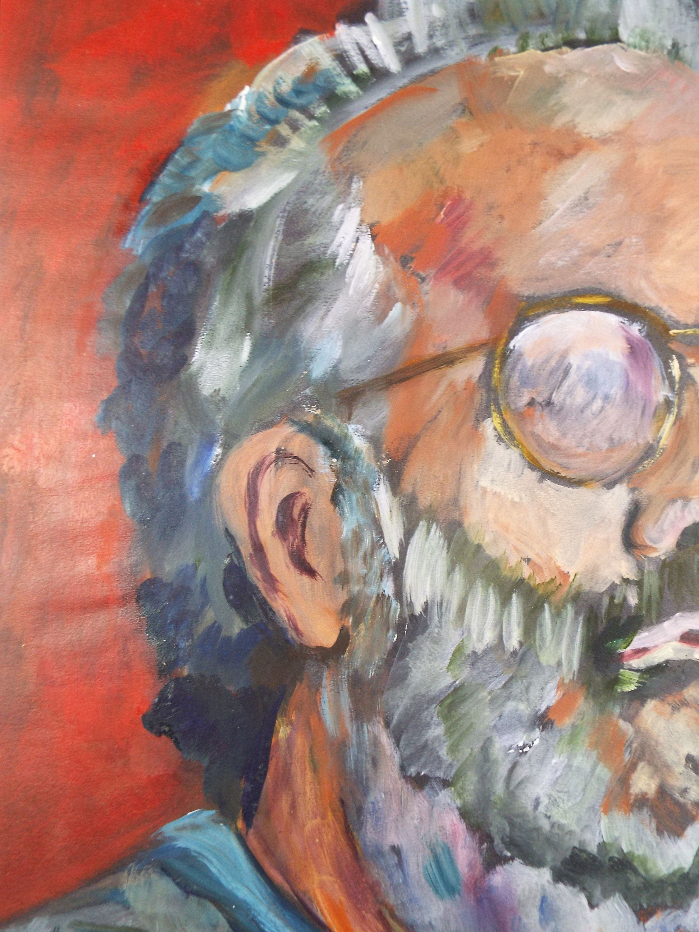 Original Watercolour & Gouache, 'Portrait of Bearded Man',c1990's, Artist Unknown