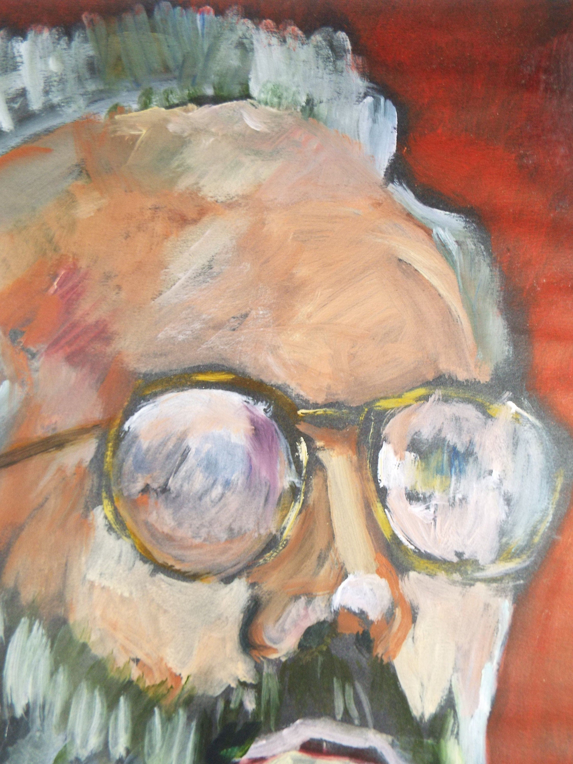 Original Watercolour & Gouache, 'Portrait of Bearded Man',c1990's, Artist Unknown