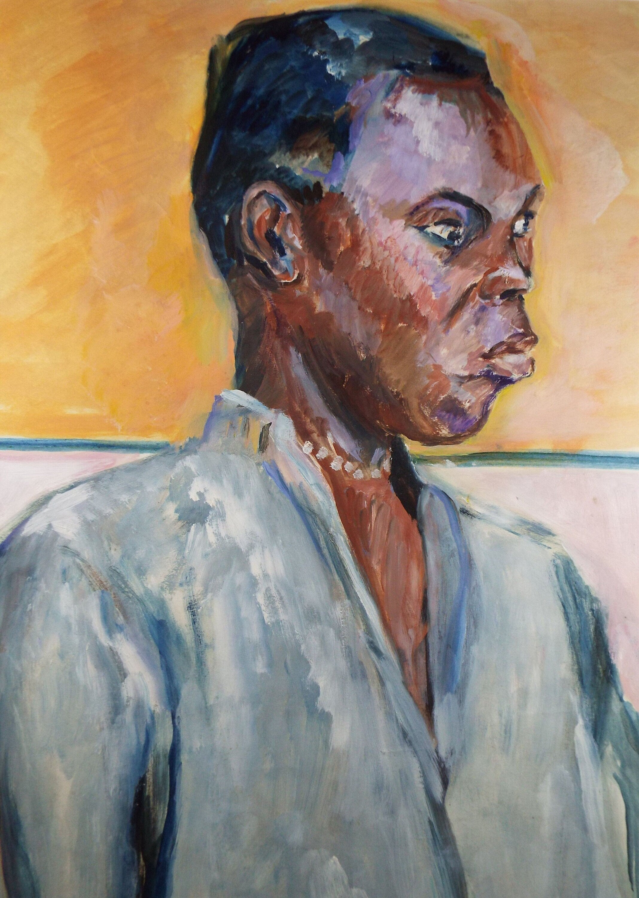 Original Watercolour & Gouache, 'Woman with Pearl Necklace',c1990's, Artist Unknown