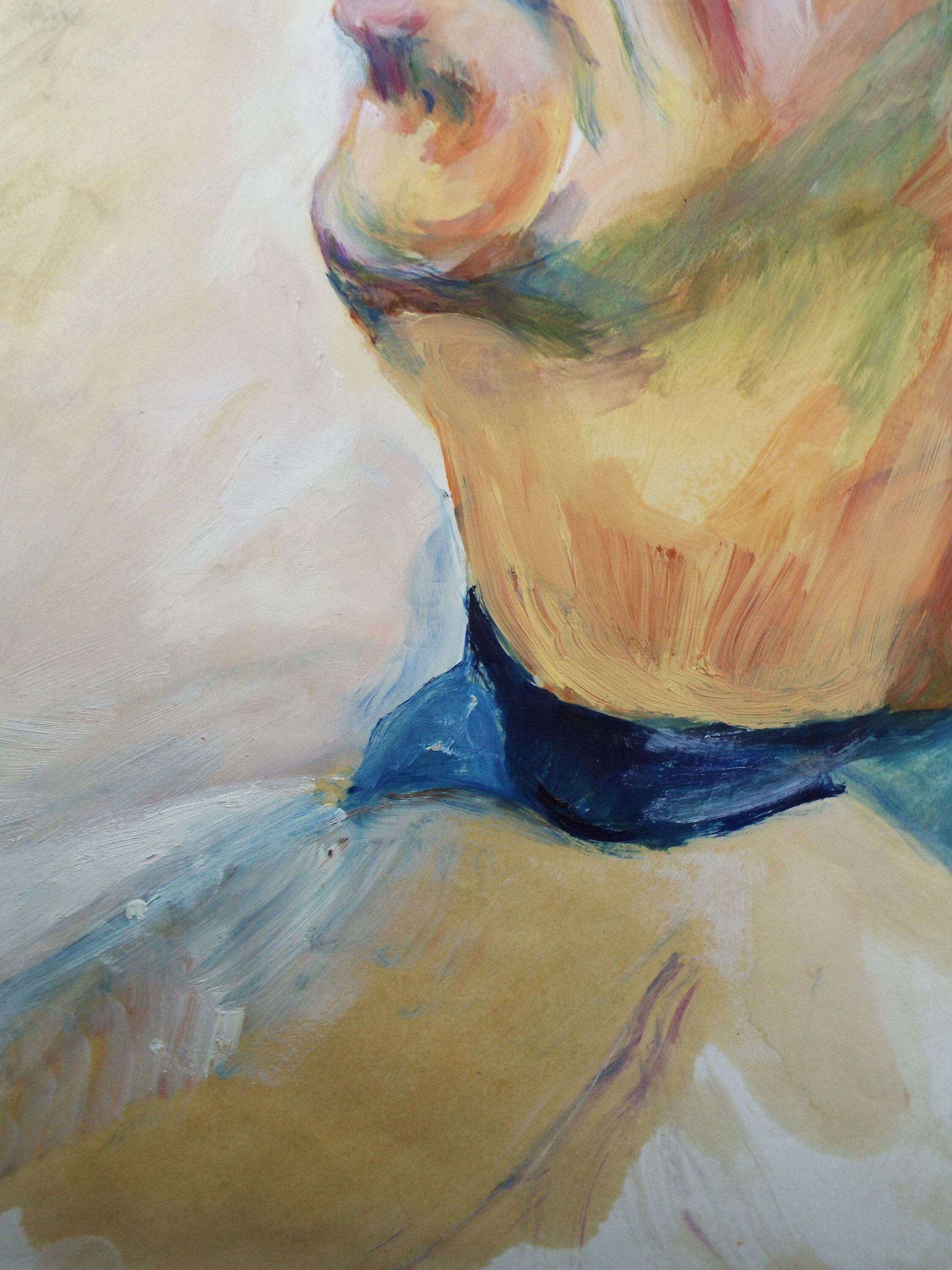 Original Watercolour & Gouache, 'Male Figure facing Left',c1990's, Artist Unknown