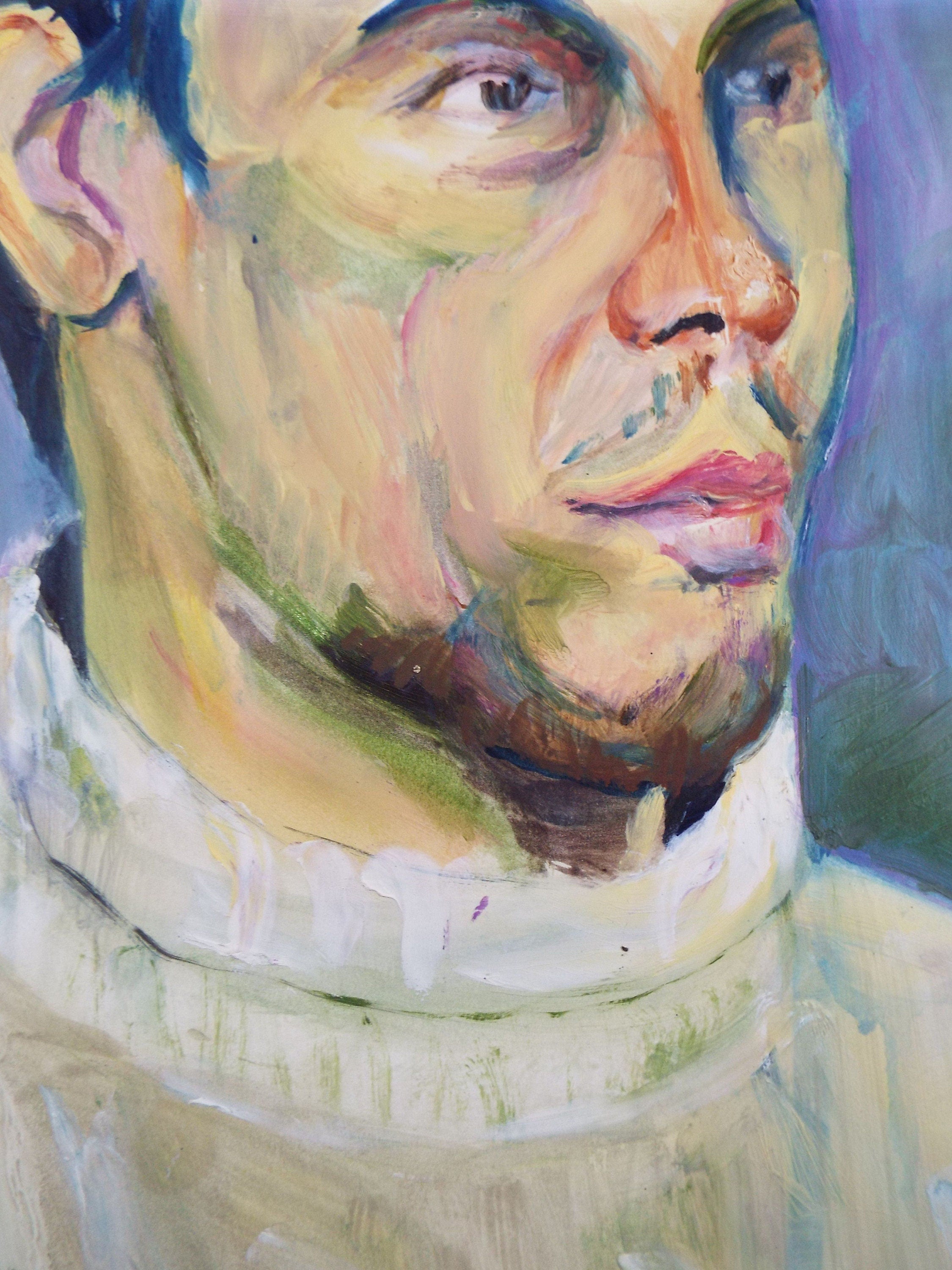 Original Watercolour & Gouache, 'Male Figure in a Sweater',c1990's, Artist Unknown