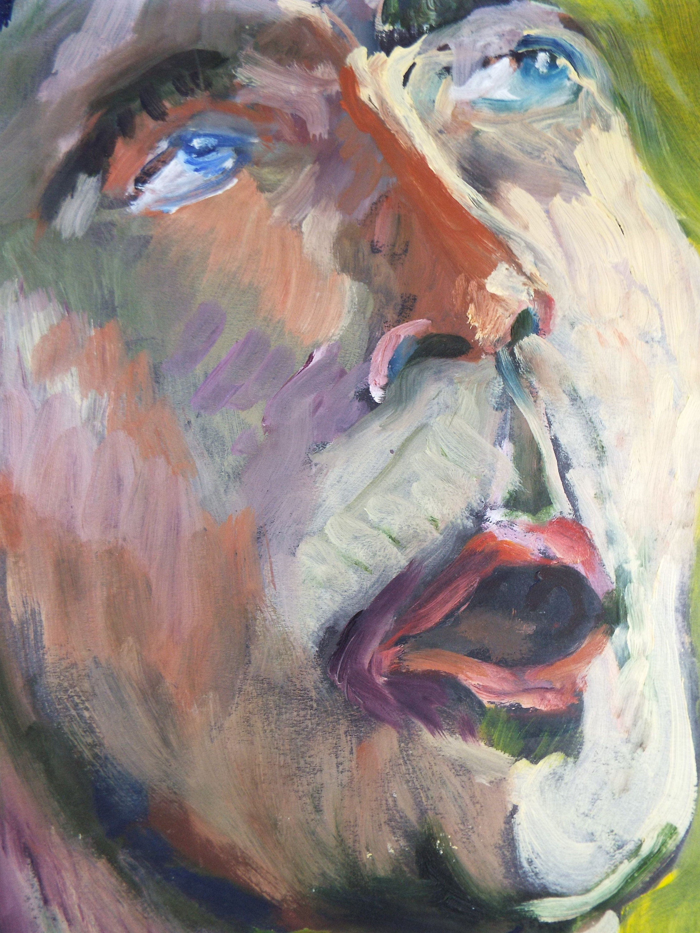 Original Watercolour & Gouache, 'Figure of Man facing right' ',c1990's, Artist Unknown