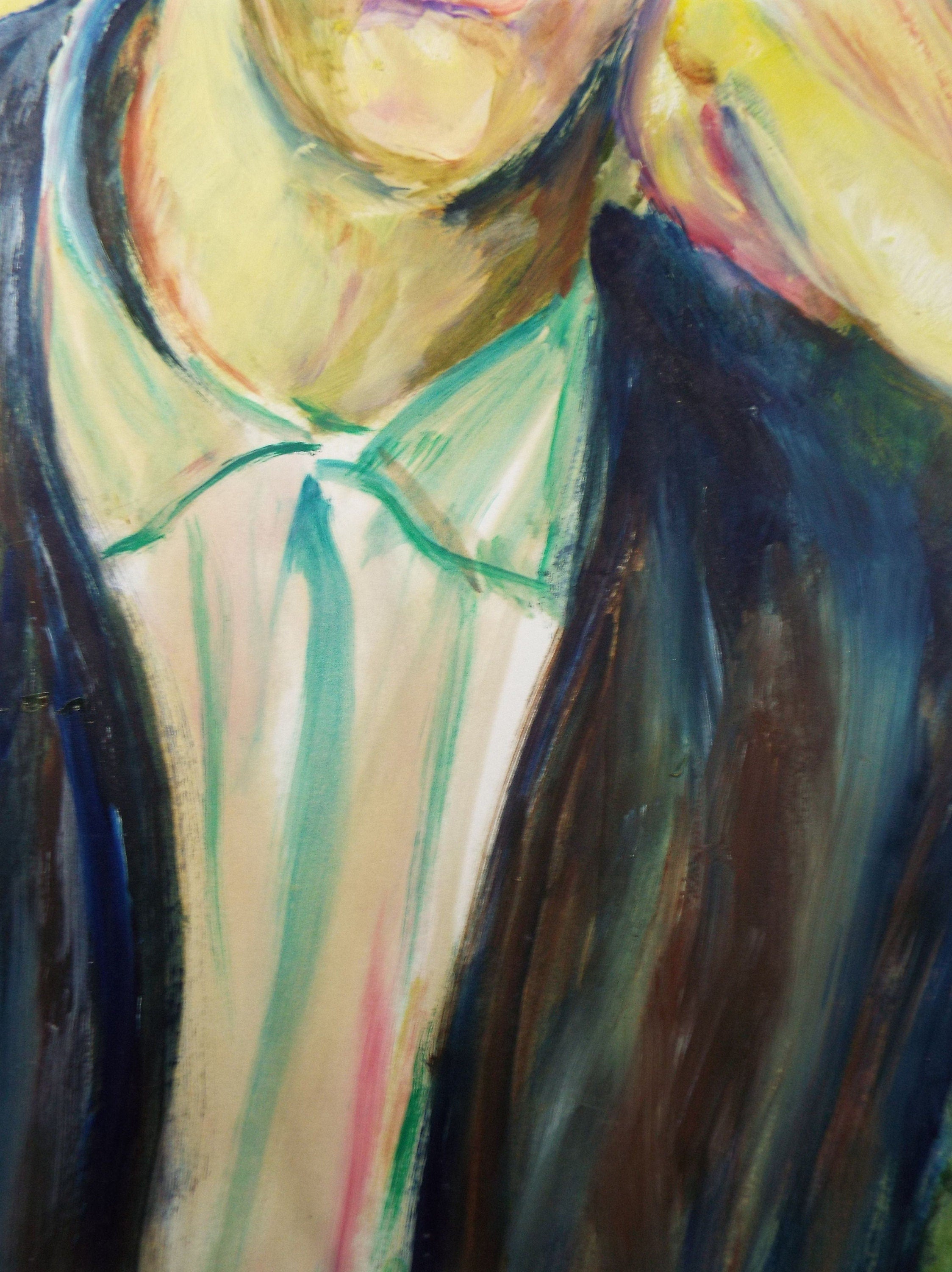 Original Watercolour & Gouache, 'Contemplative Male Figure',c1990's, Artist Unknown