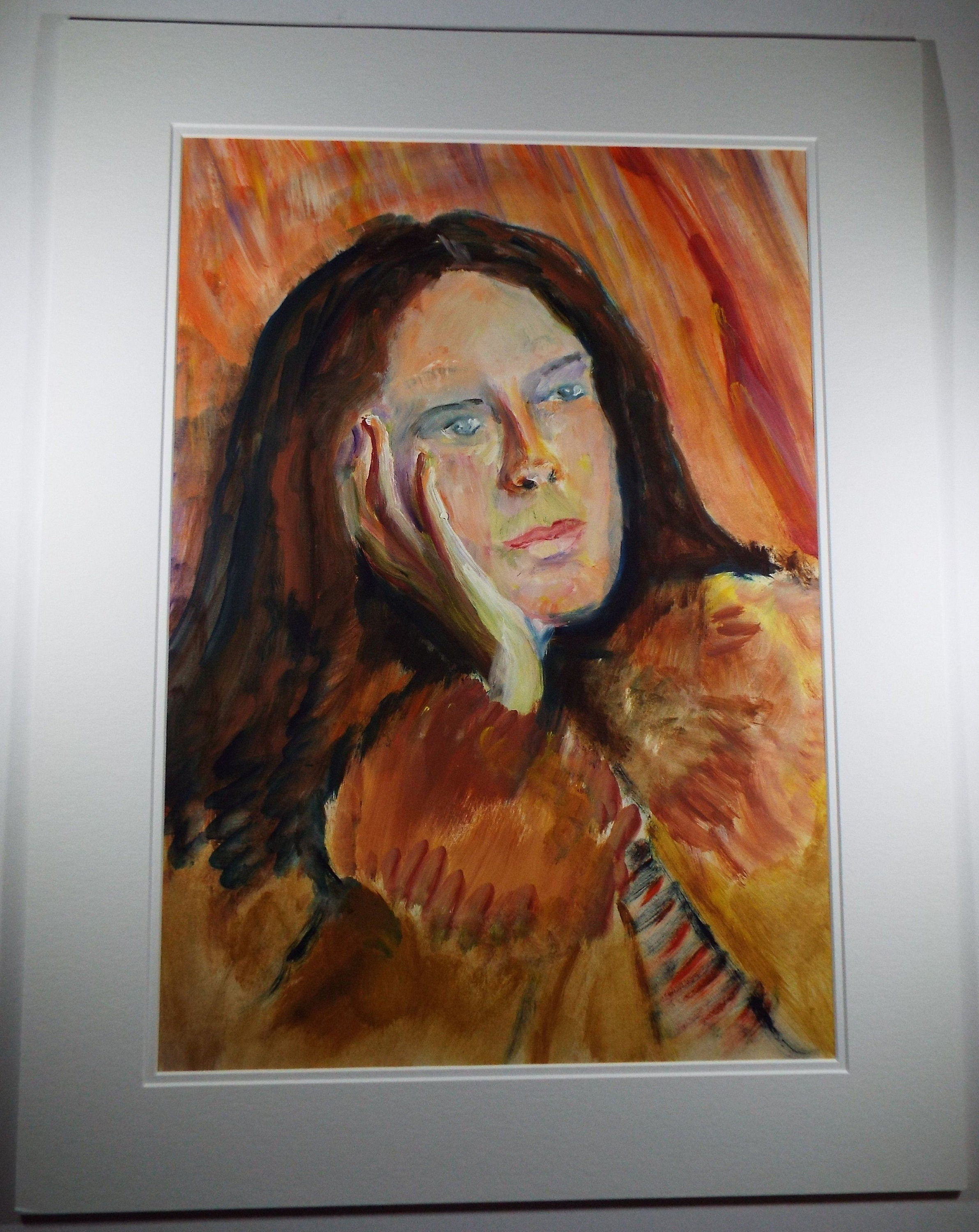 Original Watercolour & Gouache, 'Contemplative Female Figure',c1990's, Artist Unknown