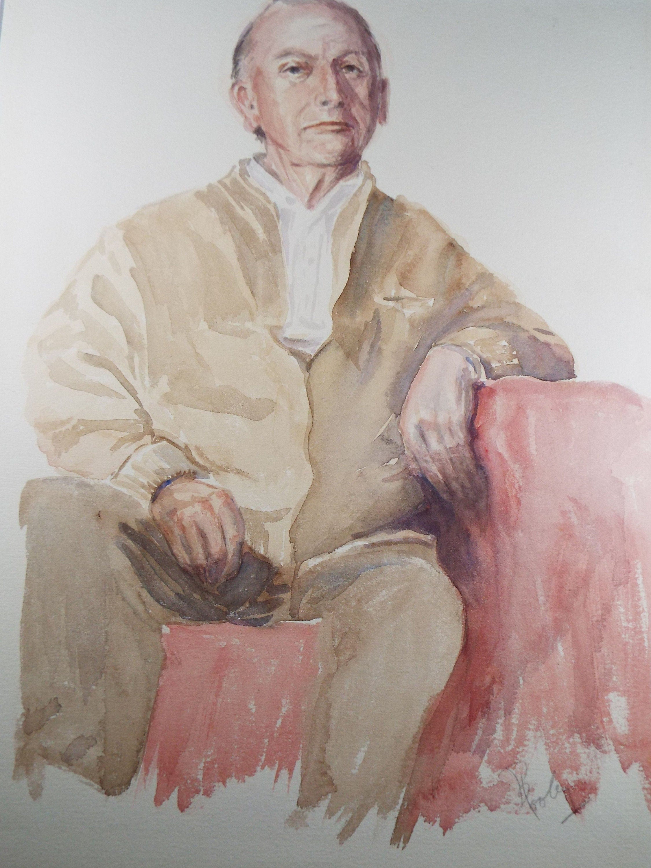 Original Watercolour & Gouache, 'Seated Male Figure',c1990's, Artist Unknown