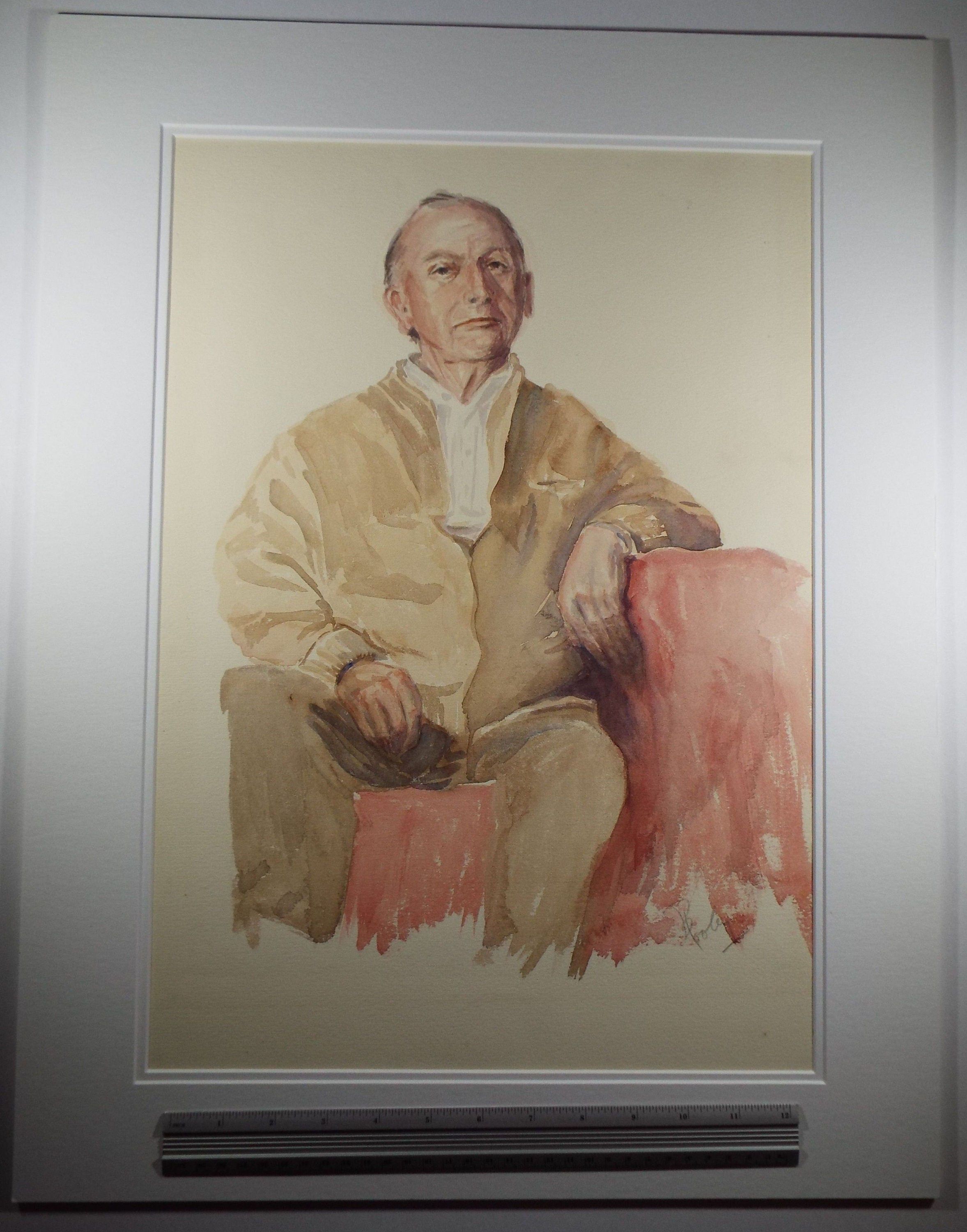 Original Watercolour & Gouache, 'Seated Male Figure',c1990's, Artist Unknown