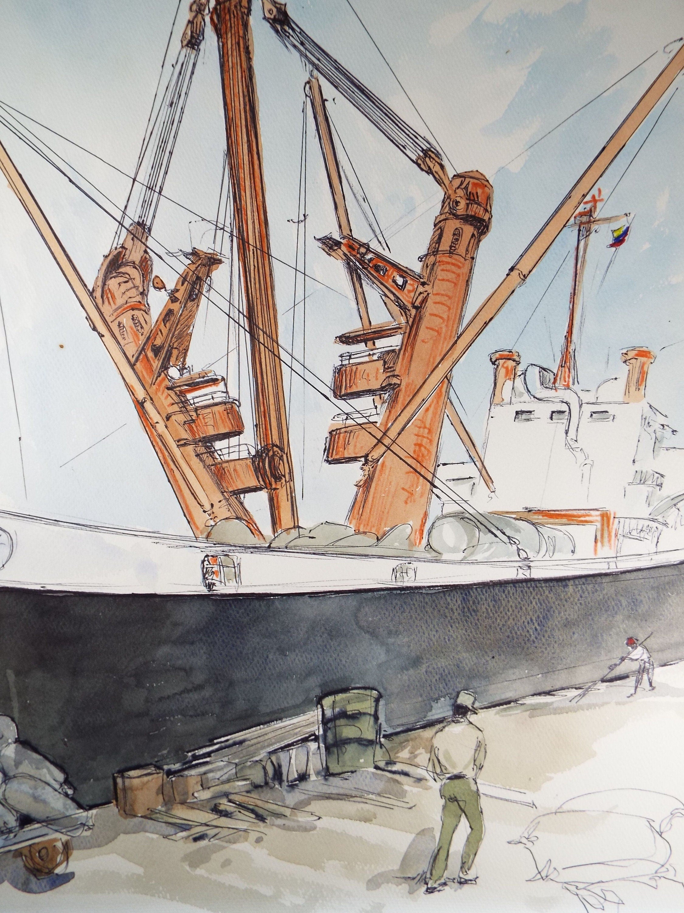 Original Watercolour, 'The Custodian - Off La Guaria', Circa 1950's, Ivy T. Attwell.