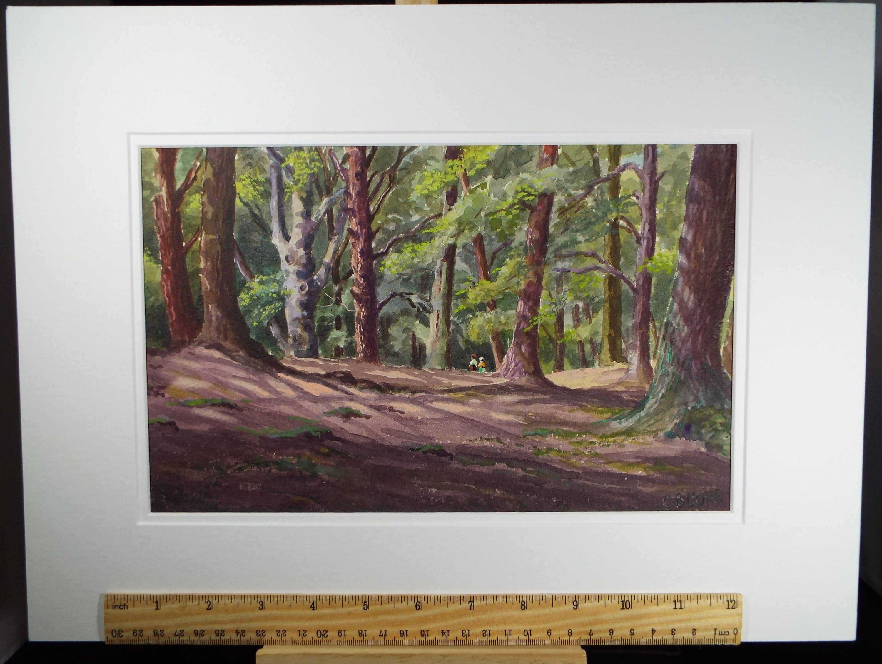 Original Watercolour & Gouache, 'Figures in a Woodland', Circa 1930's, Charles Browne Core (1860-1947)