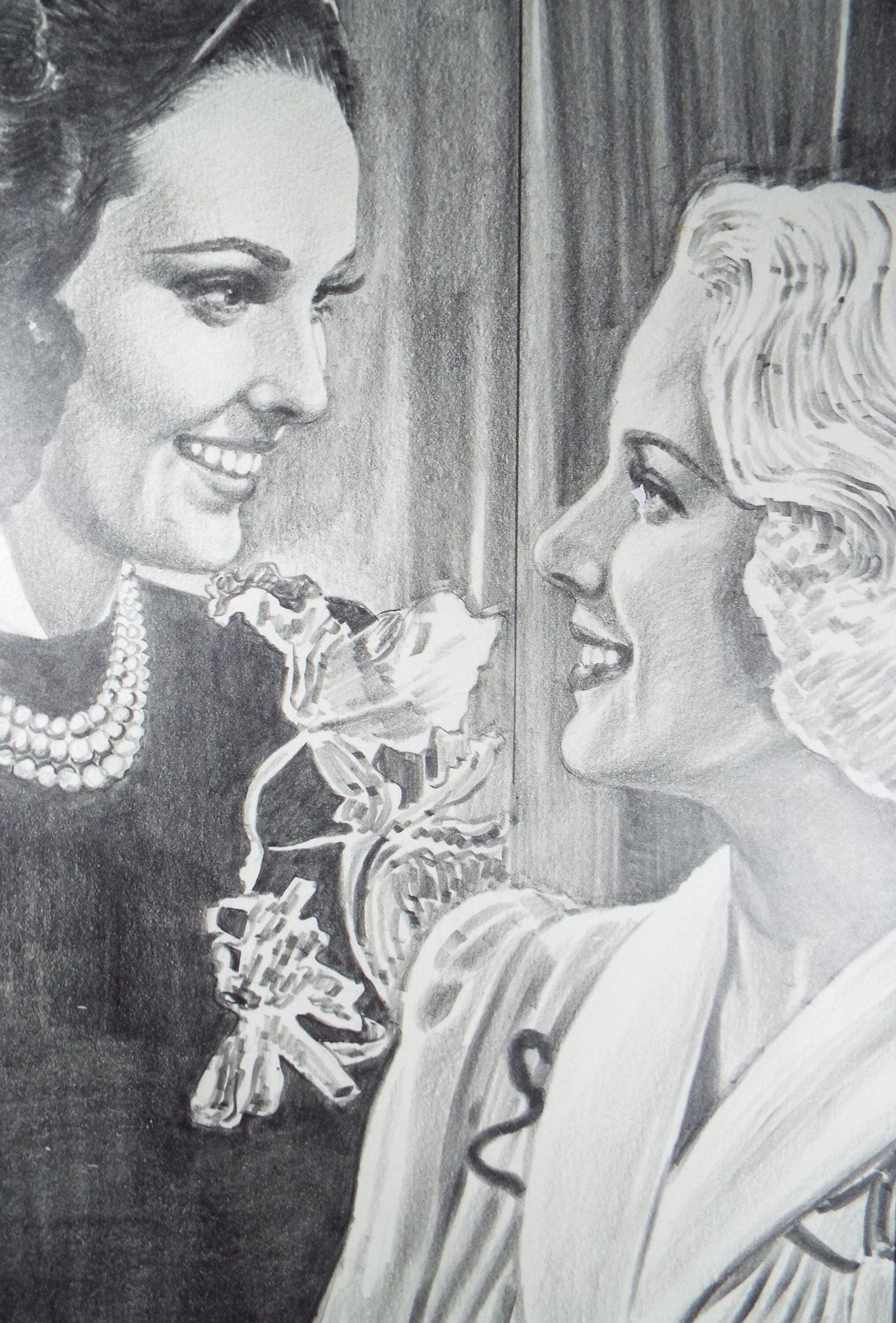 Original Pencil Drawing, 'Linda Darnell', Albert Leonard, Mid 20th Century