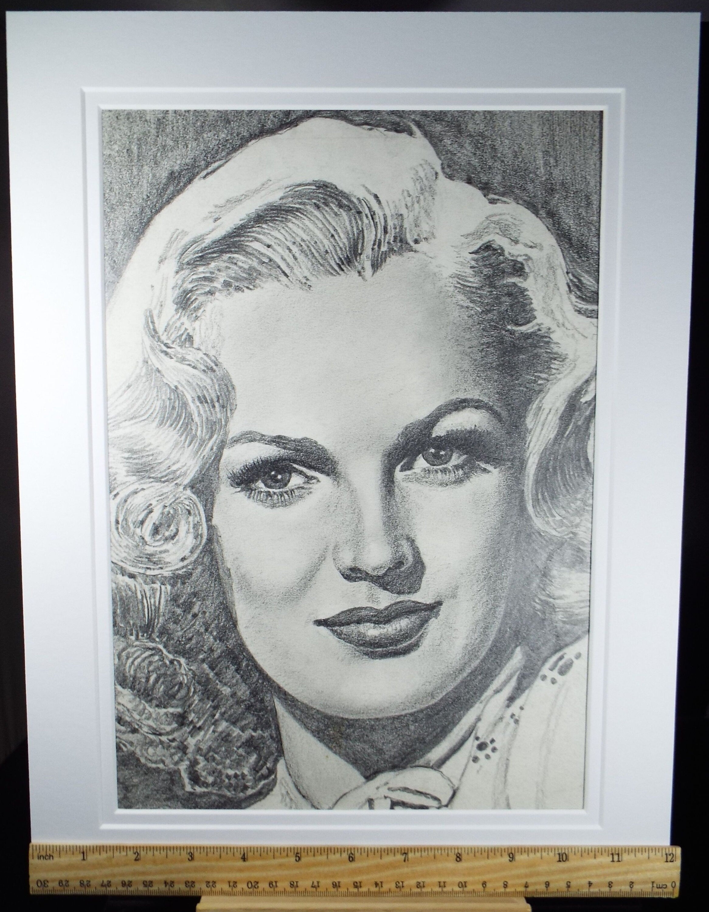 Original Pencil Drawing, 'June Haver', Albert Leonard, Mid 20th Century