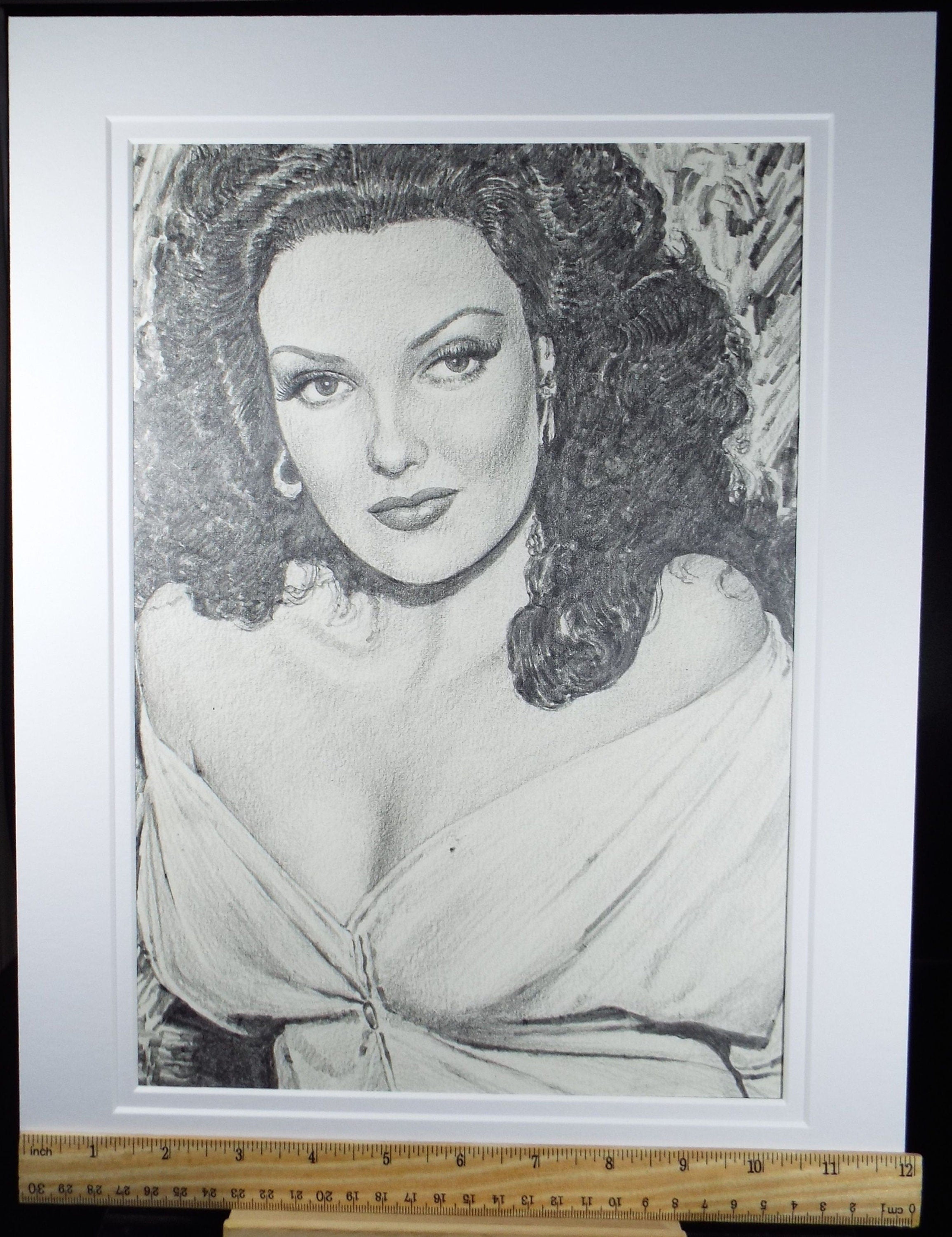 Original Pencil Drawing, 'Jane Russell', Albert Leonard, Mid 20th Century
