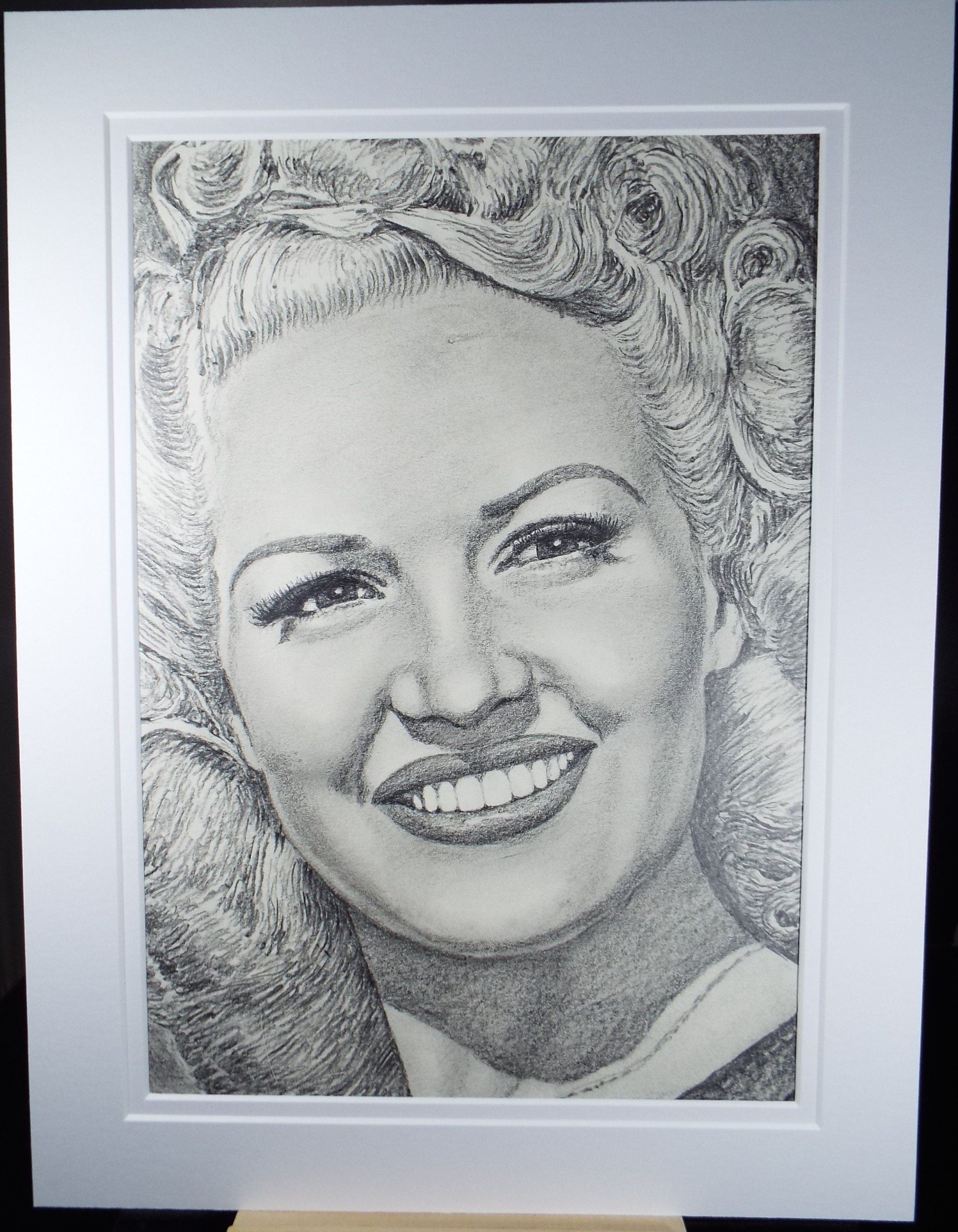 Original Pencil Drawing, 'Betty Grable', Albert Leonard, Mid 20th Century