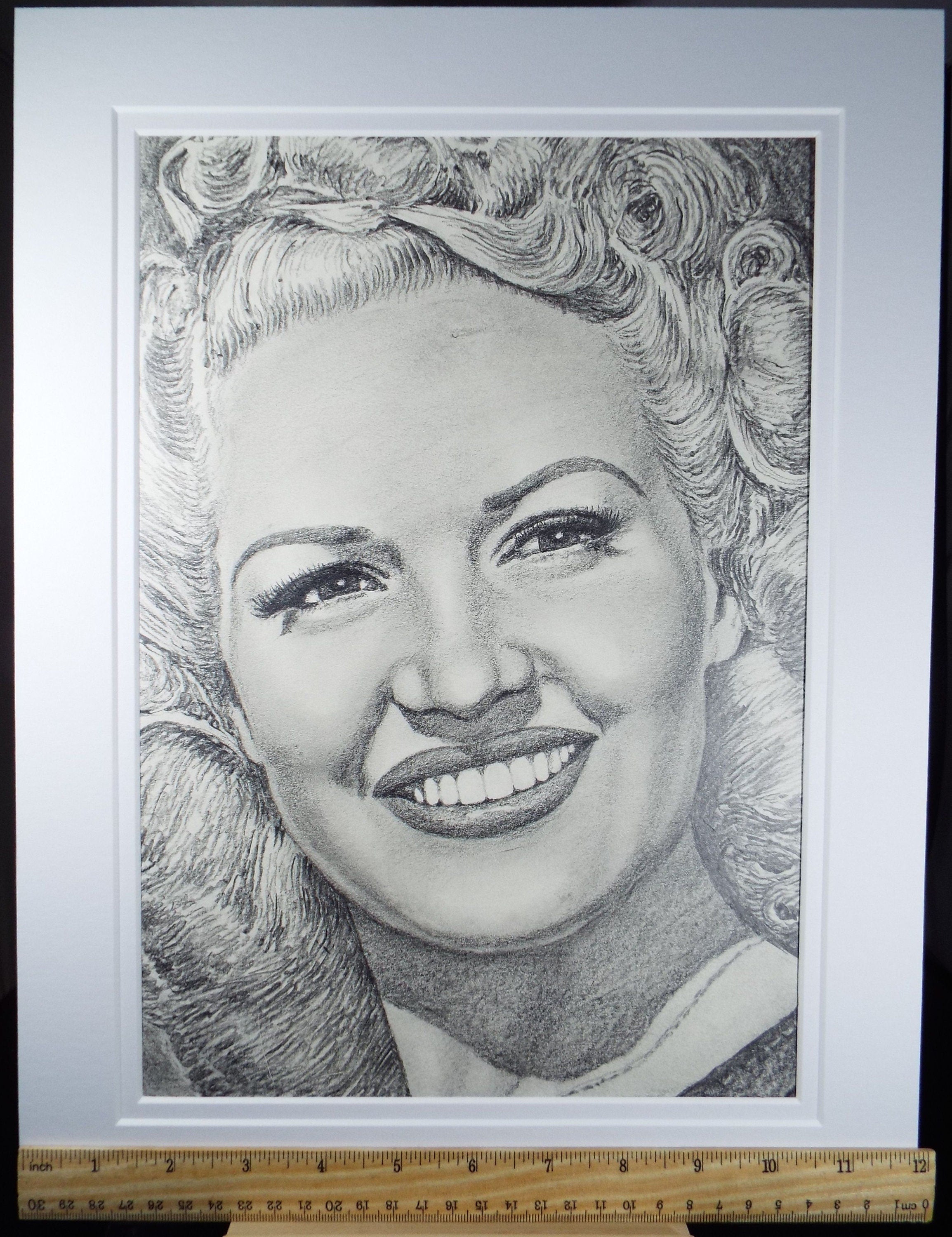 Original Pencil Drawing, 'Betty Grable', Albert Leonard, Mid 20th Century