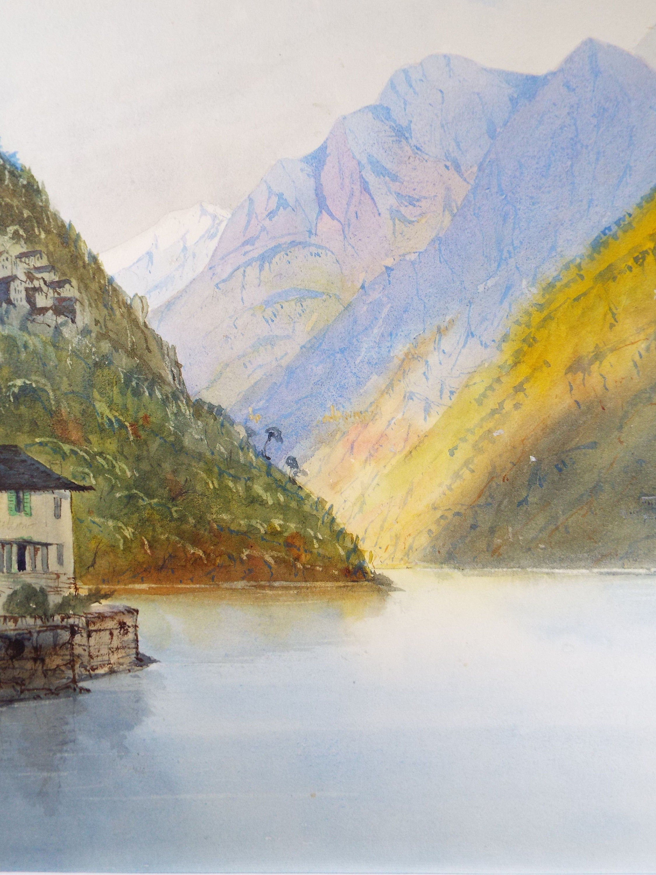 Original Watercolour, late 19th Century,'De Maria - On the Lake , Artist Unknown