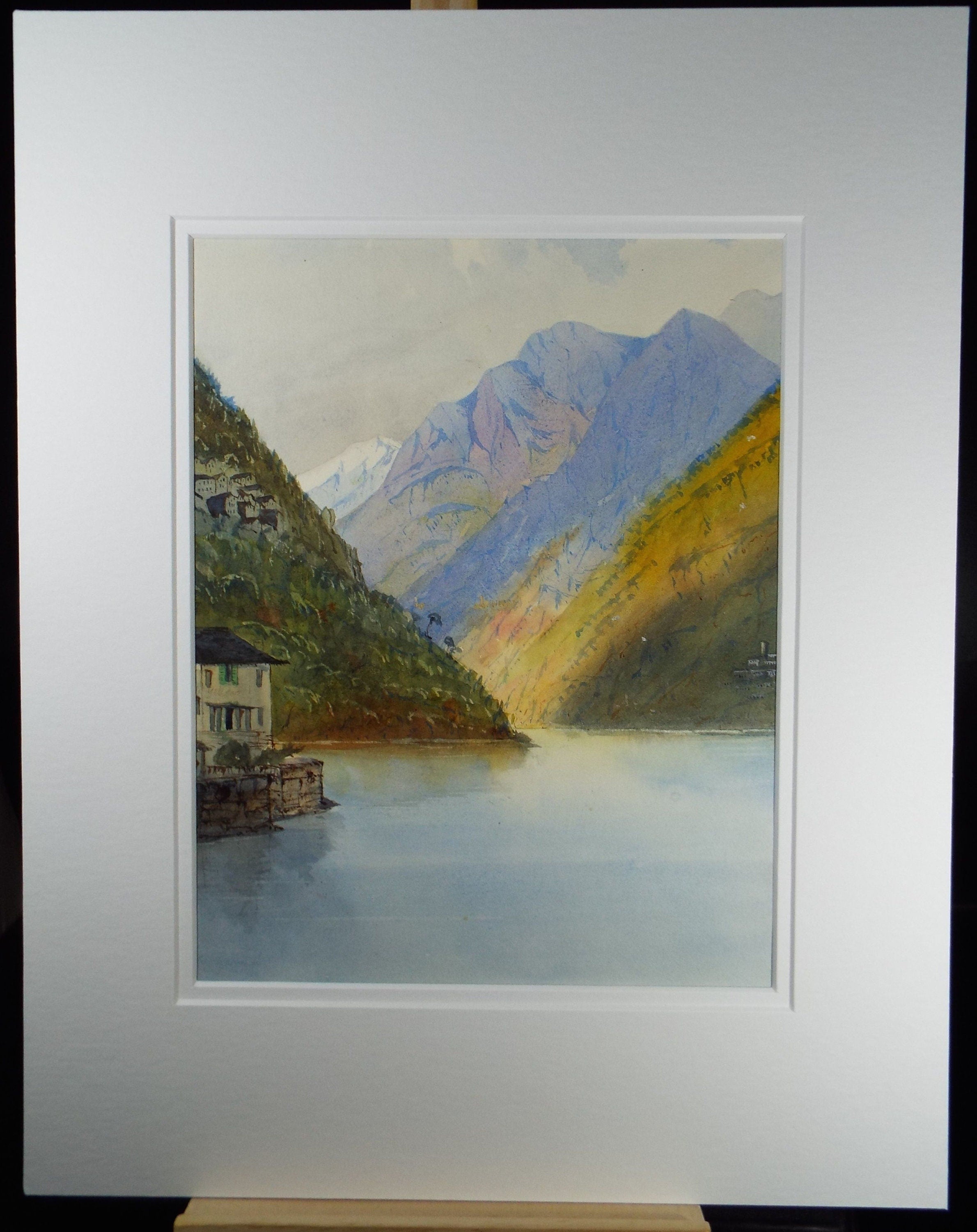 Original Watercolour, late 19th Century,'De Maria - On the Lake , Artist Unknown