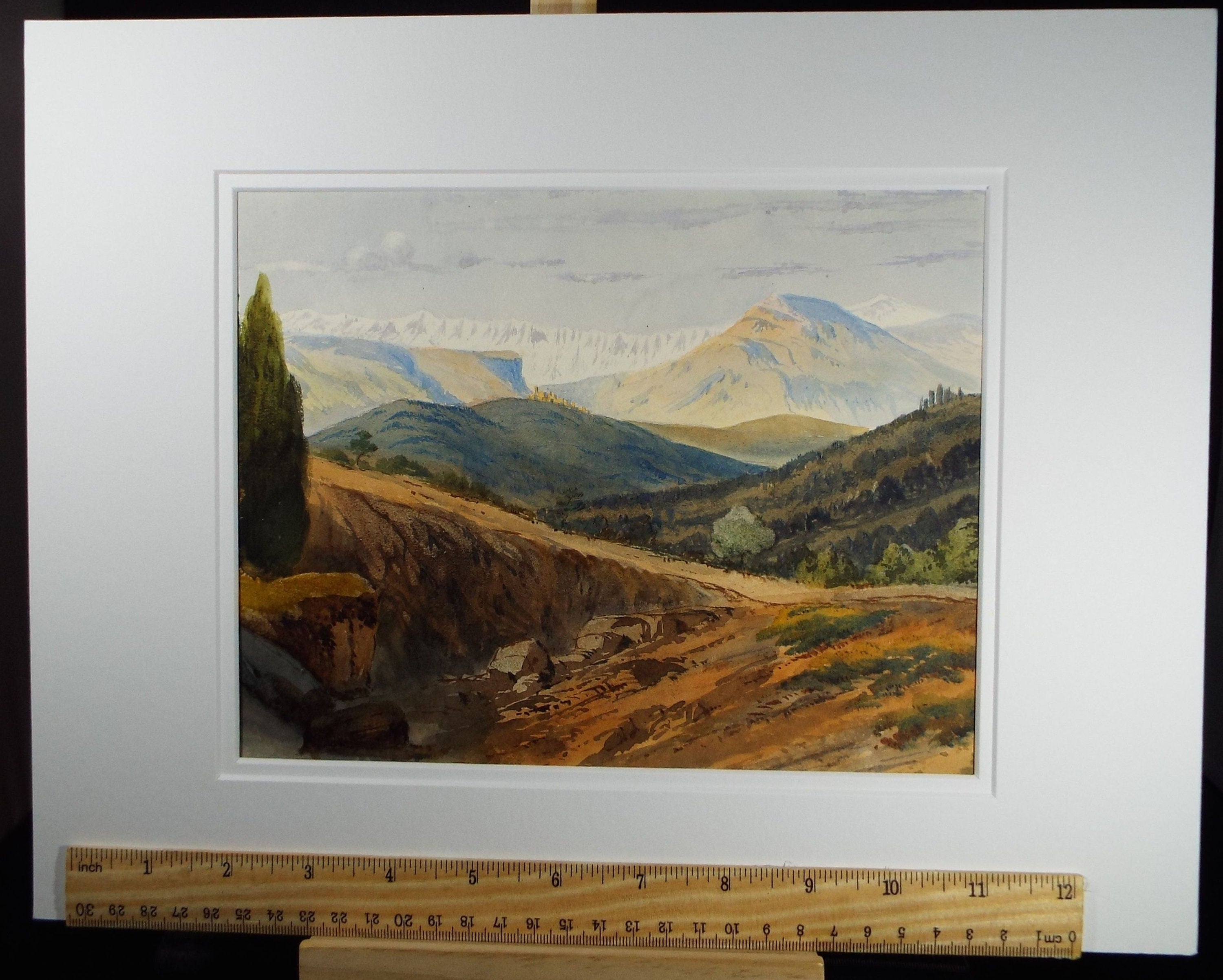 Original Watercolour, late 19th Century , 'Looking Towards Grasse', Artist Unknown