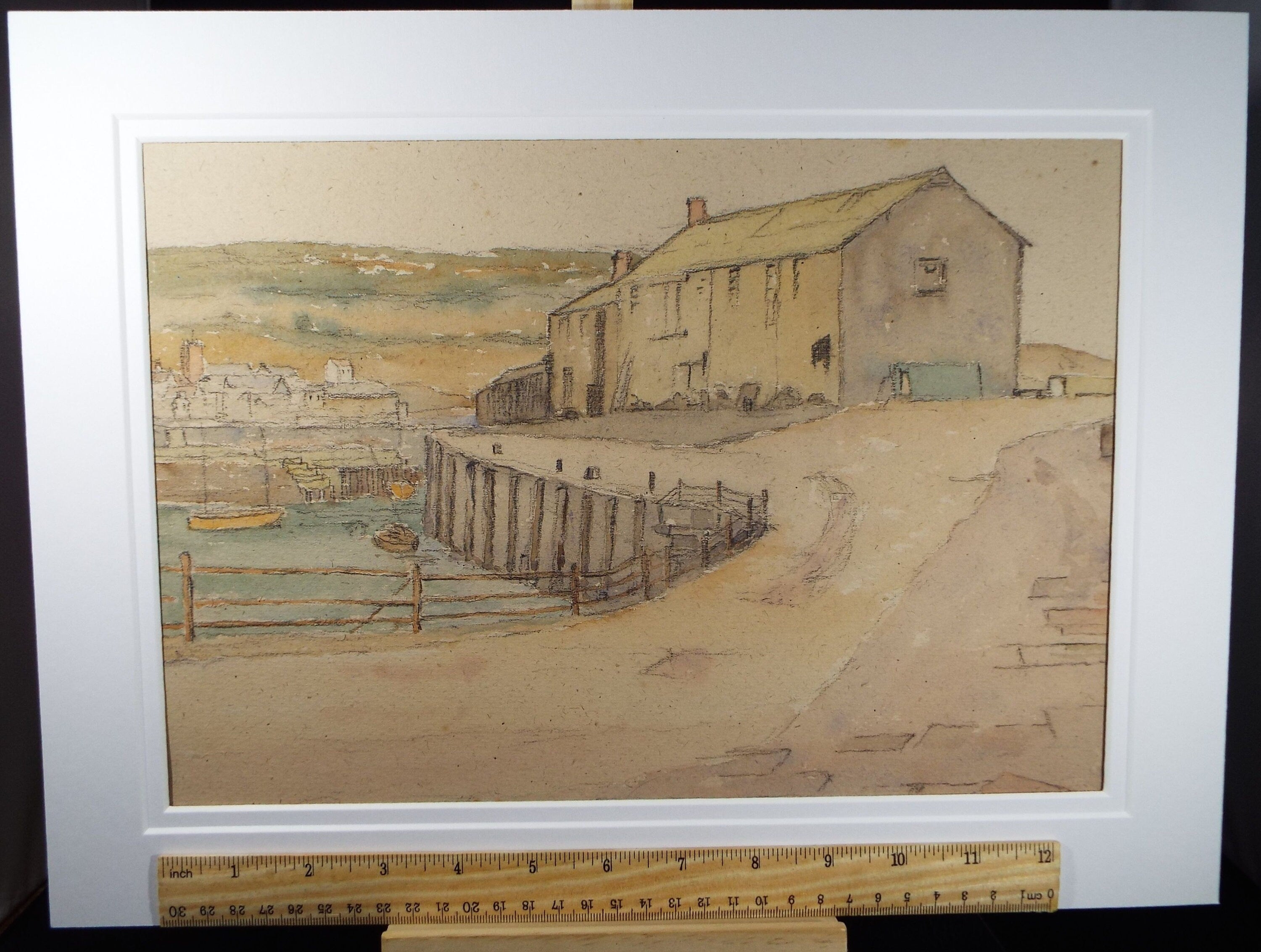 Original Charcoal & Watercolour, 'The Harbourside', Circa 1930's , Frank Harold Read FRPS (1881-1960)