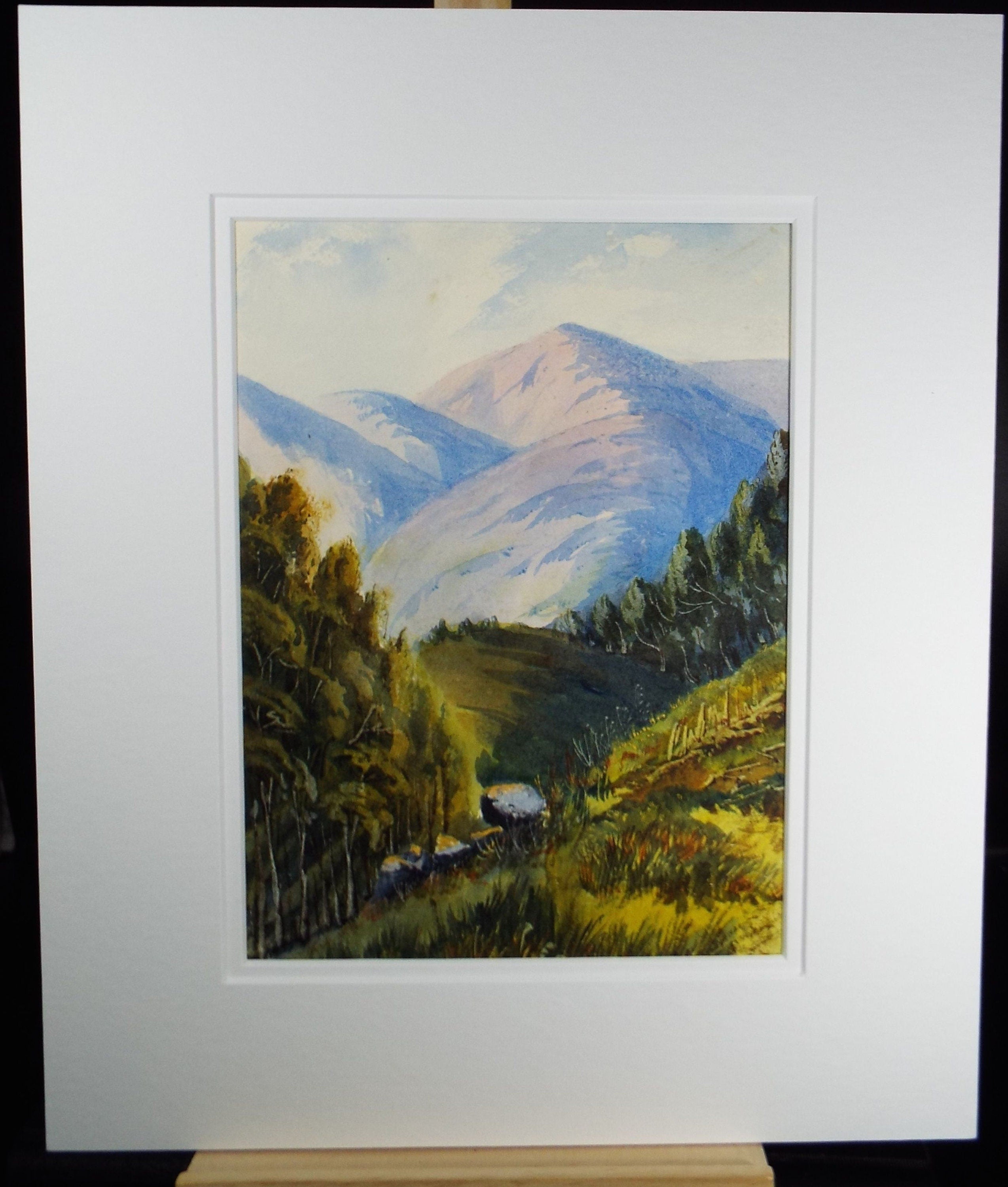 Original Watercolour, 'Hills behind Bellevue', Late 19th Century, Artist Unknown