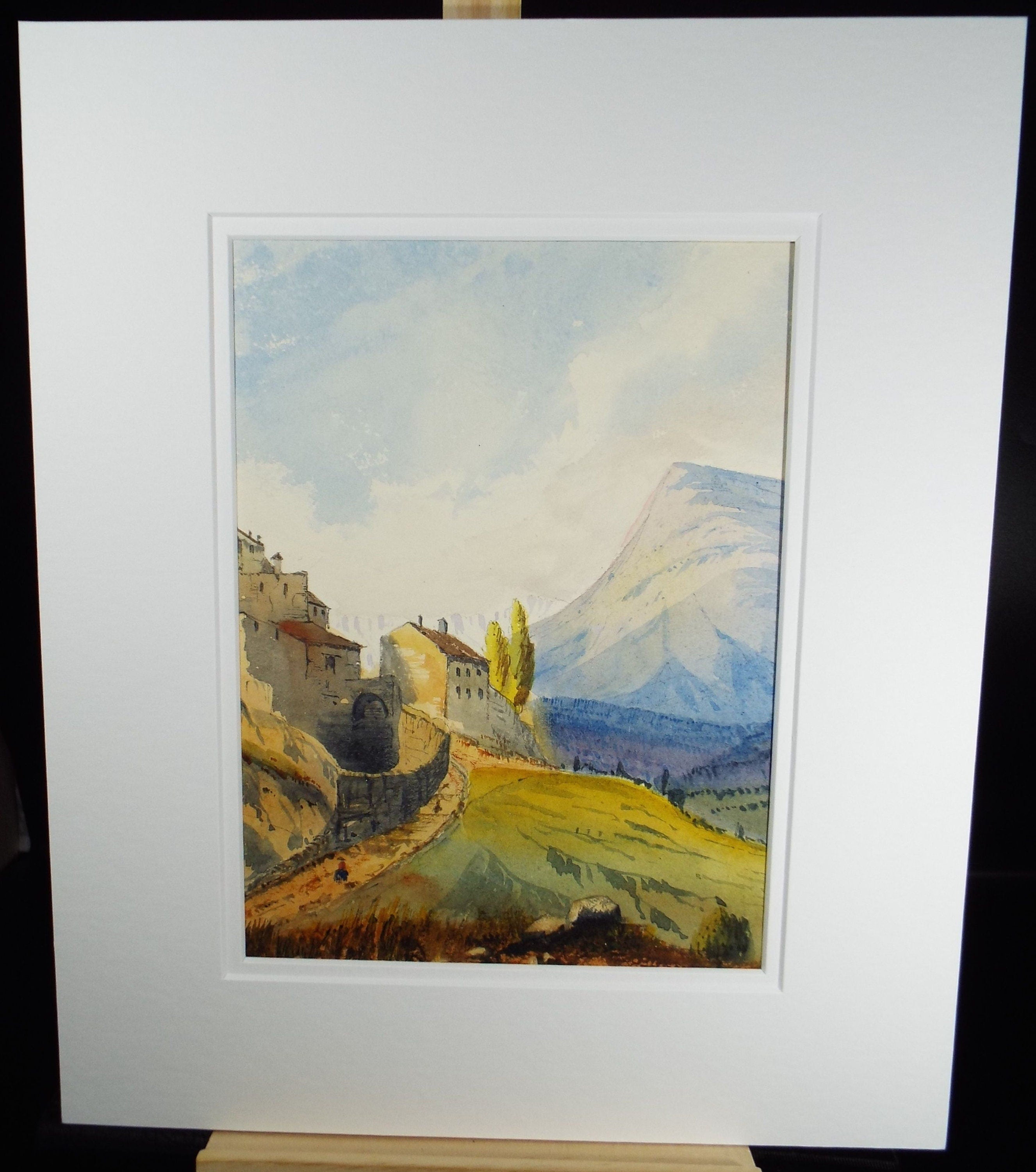 Original Watercolour, late 19th Century, 'Mougins'', Artist Unknown