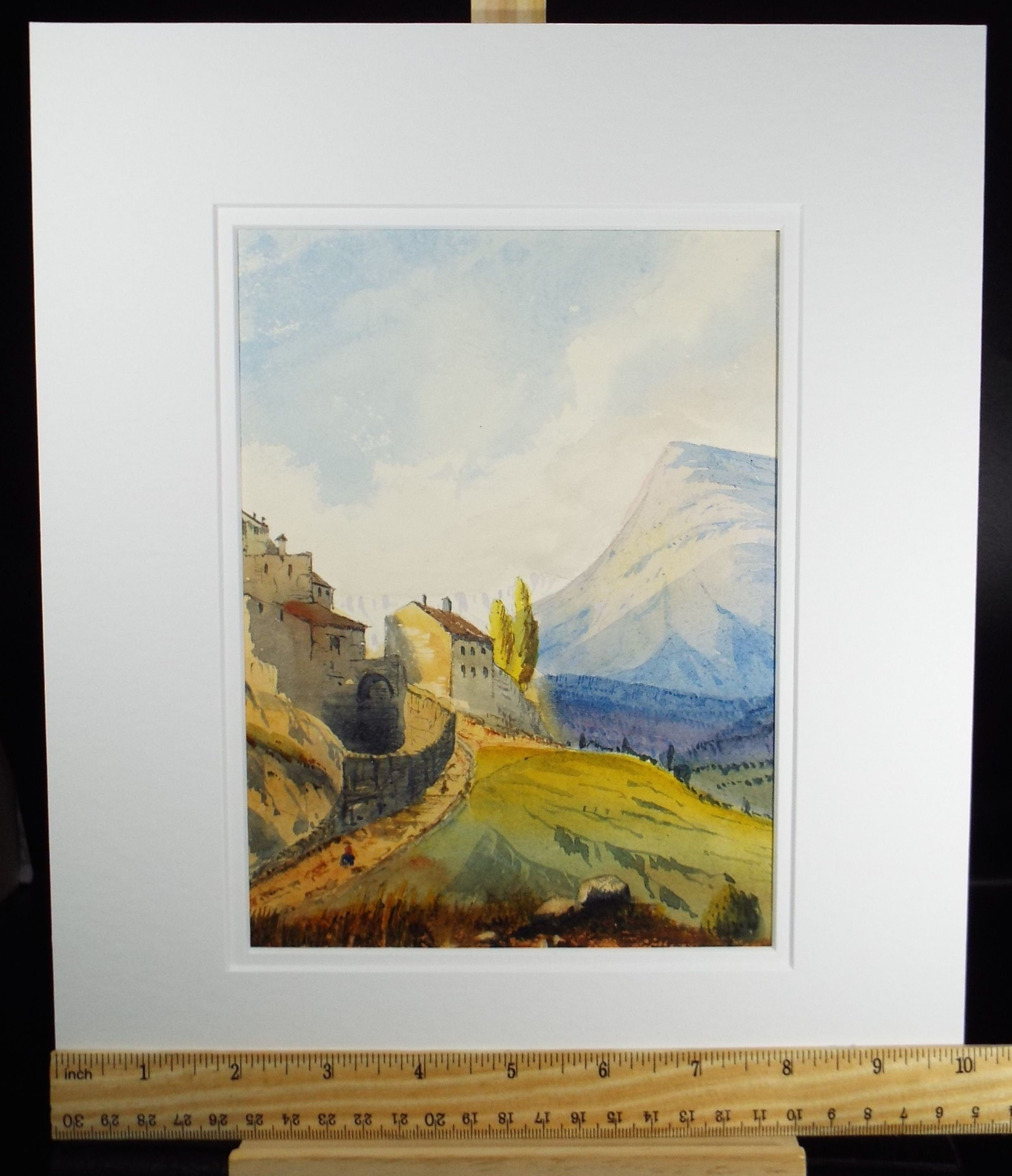 Original Watercolour, late 19th Century, 'Mougins'', Artist Unknown