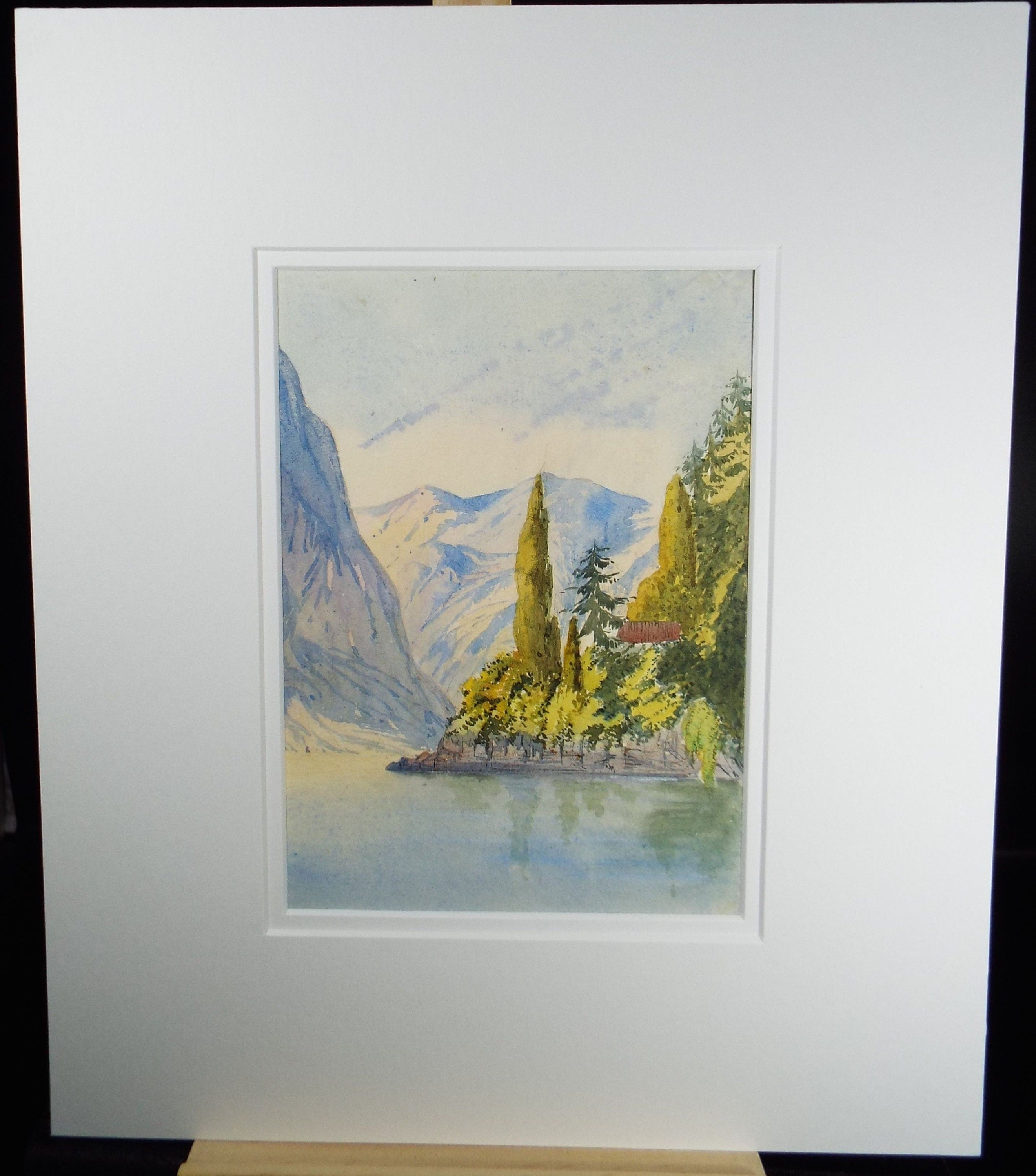 Original Watercolour, late 19th Century ,'Near the Villa - D'Este' , Artist Unknown