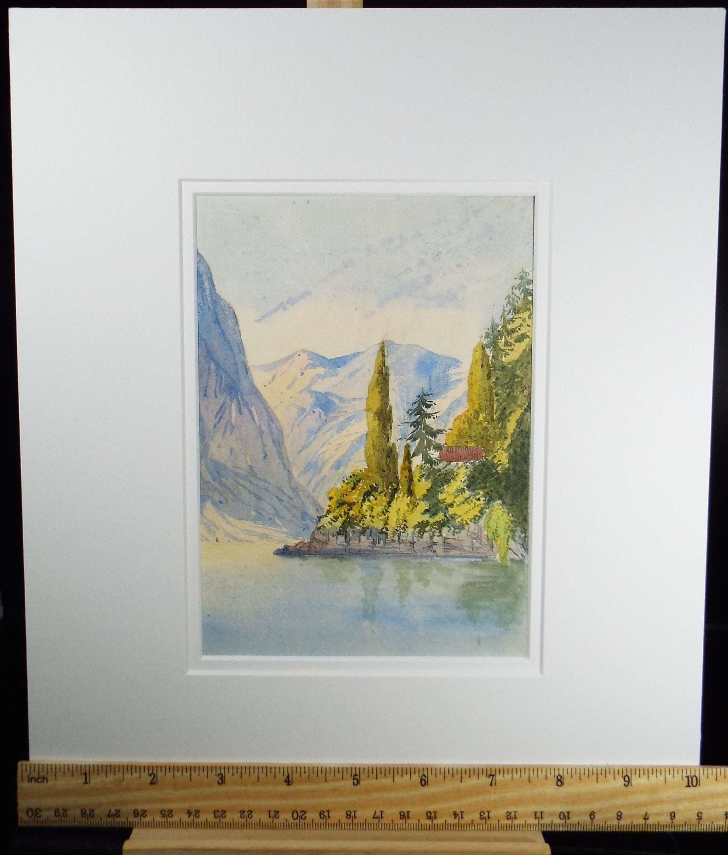 Original Watercolour, late 19th Century ,'Near the Villa - D'Este' , Artist Unknown