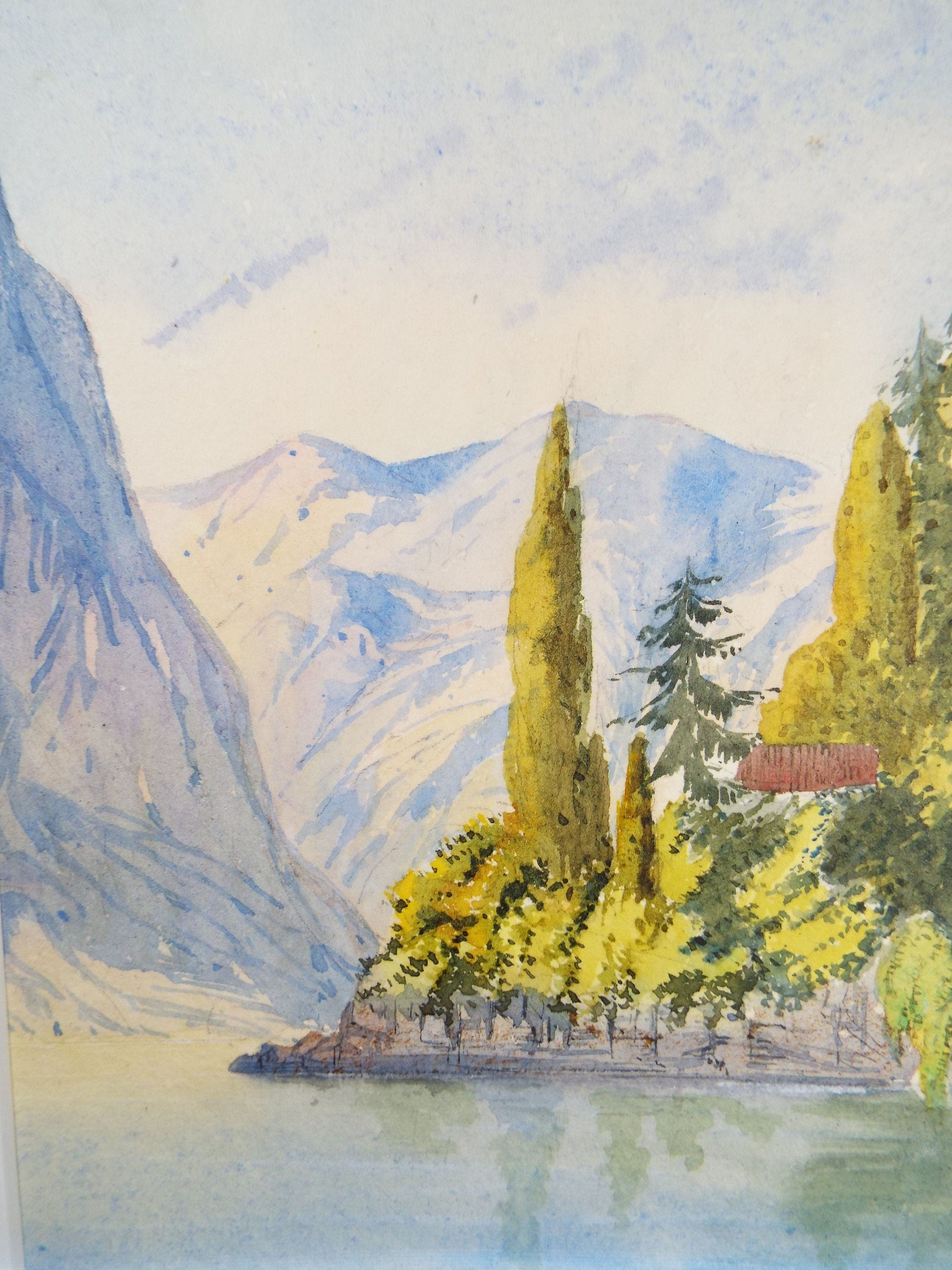 Original Watercolour, late 19th Century ,'Near the Villa - D'Este' , Artist Unknown