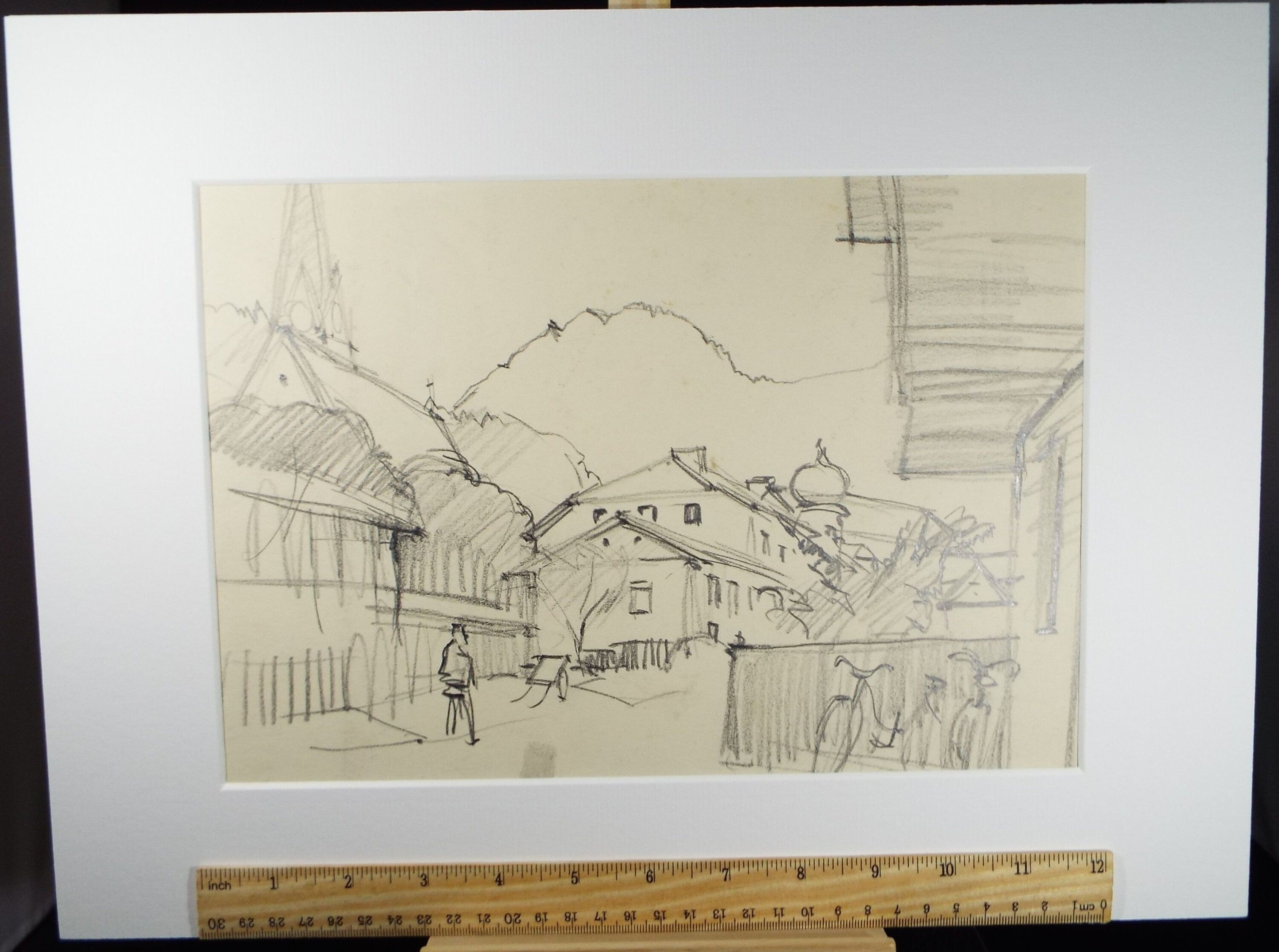 Original Pencil Drawing, 'Austria', Dated 1957, Douglas Pittuck (1911-1993)