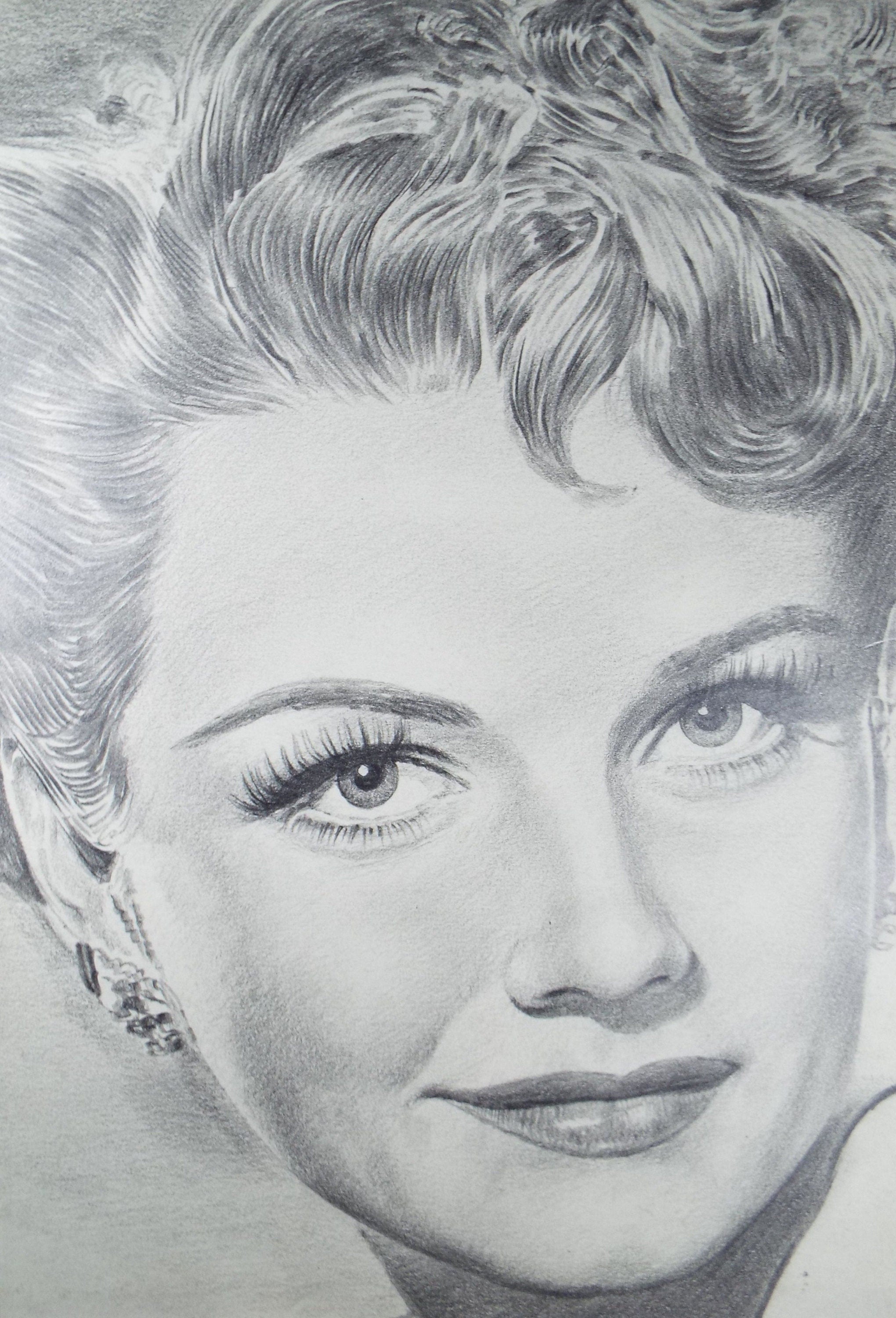 Original Pencil Drawing, 'Anne Baxter', Albert Leonard, Mid 20th Century